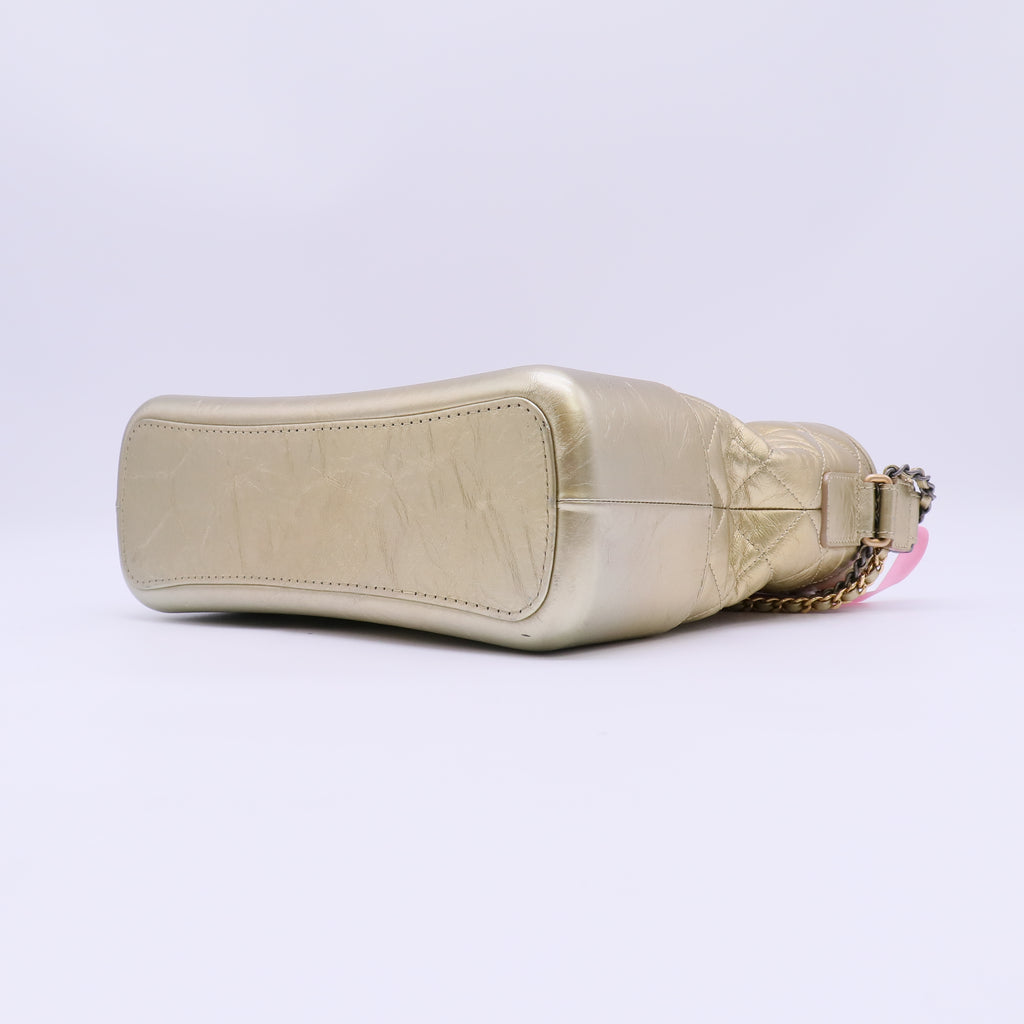 Chanel Metallic Aged Calfskin Quilted Medium Gabrielle Gold Twins LDJ4591