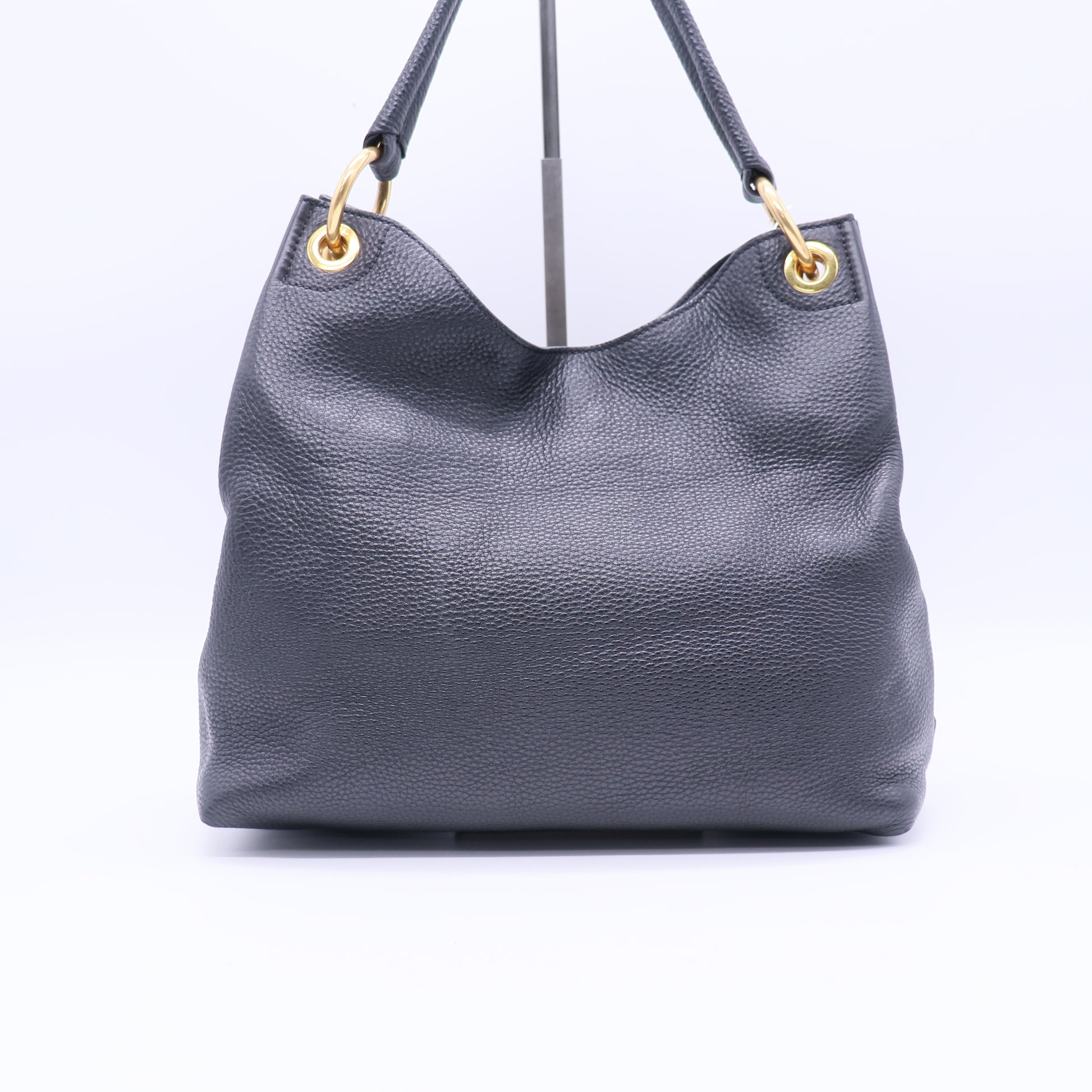 Prada Vitello Phenix Black Leather Embossed Logo Twins LDJ3786