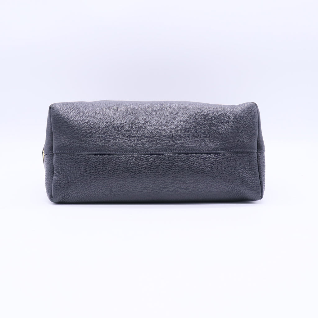 Prada Vitello Phenix Black Leather Embossed Logo Twins LDJ3786
