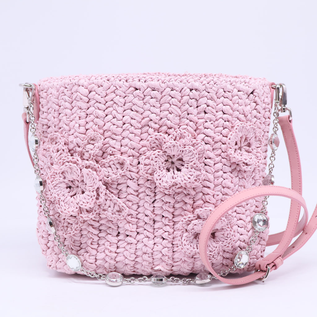 Flower Basket Bag Chain Shoulder Bag Pink