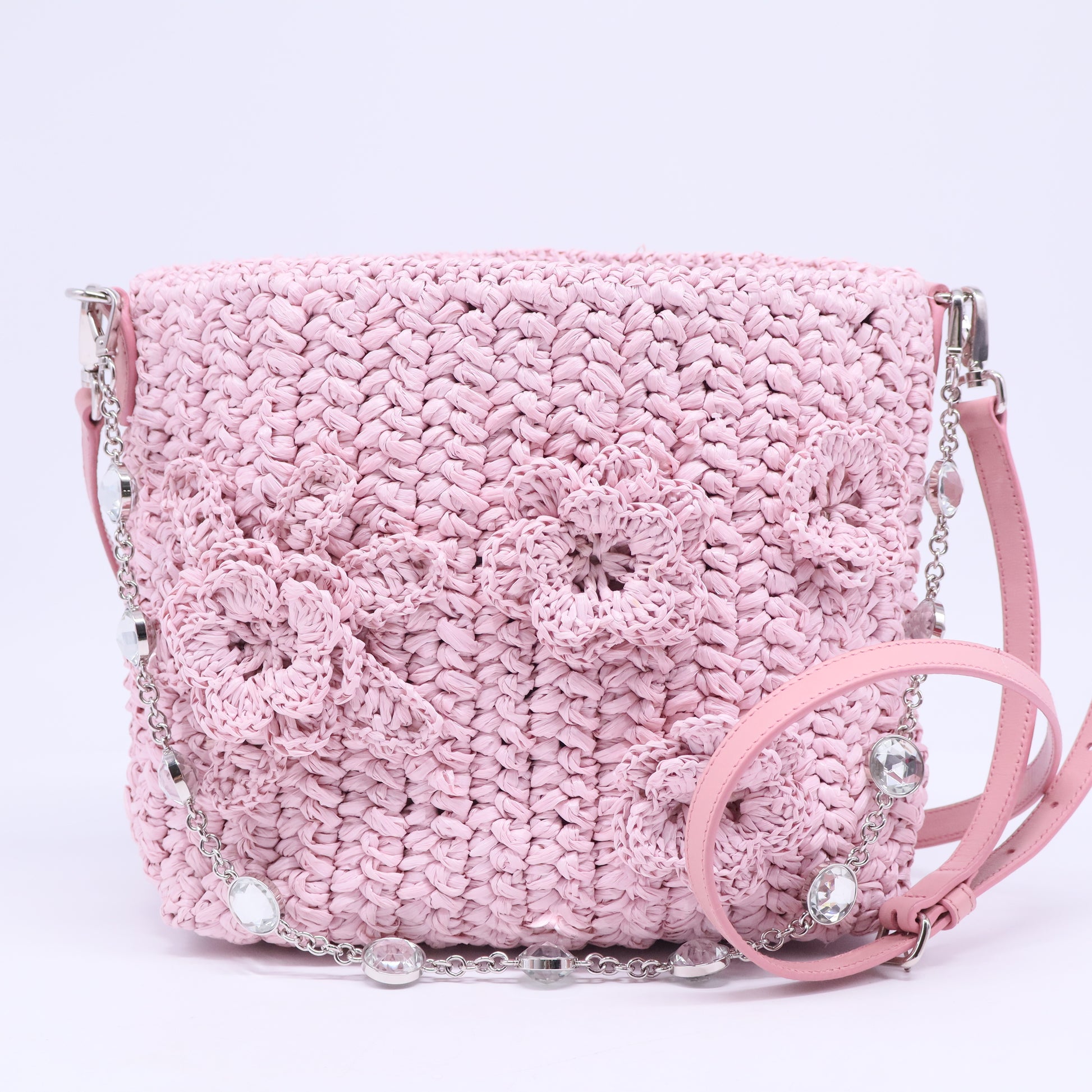 Flower Basket Bag Chain Shoulder Bag Pink