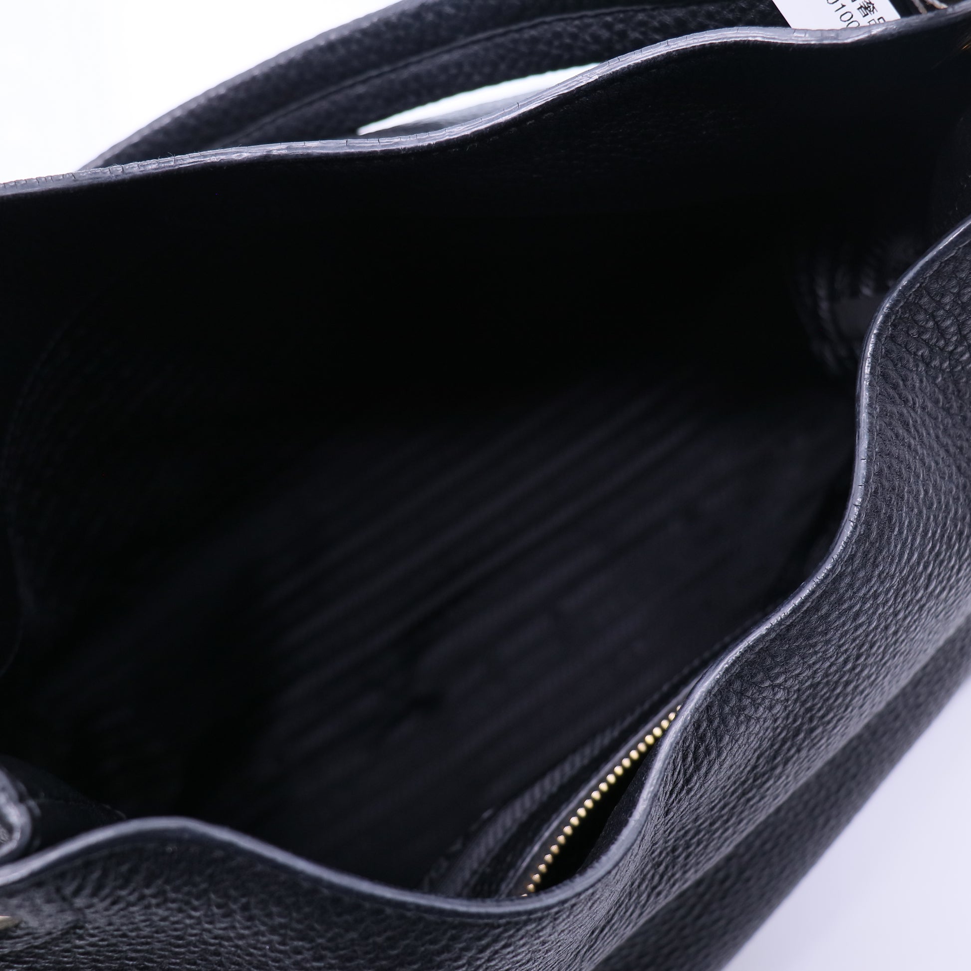 Prada Vitello Phenix Black Leather Embossed Logo Twins LDJ3786