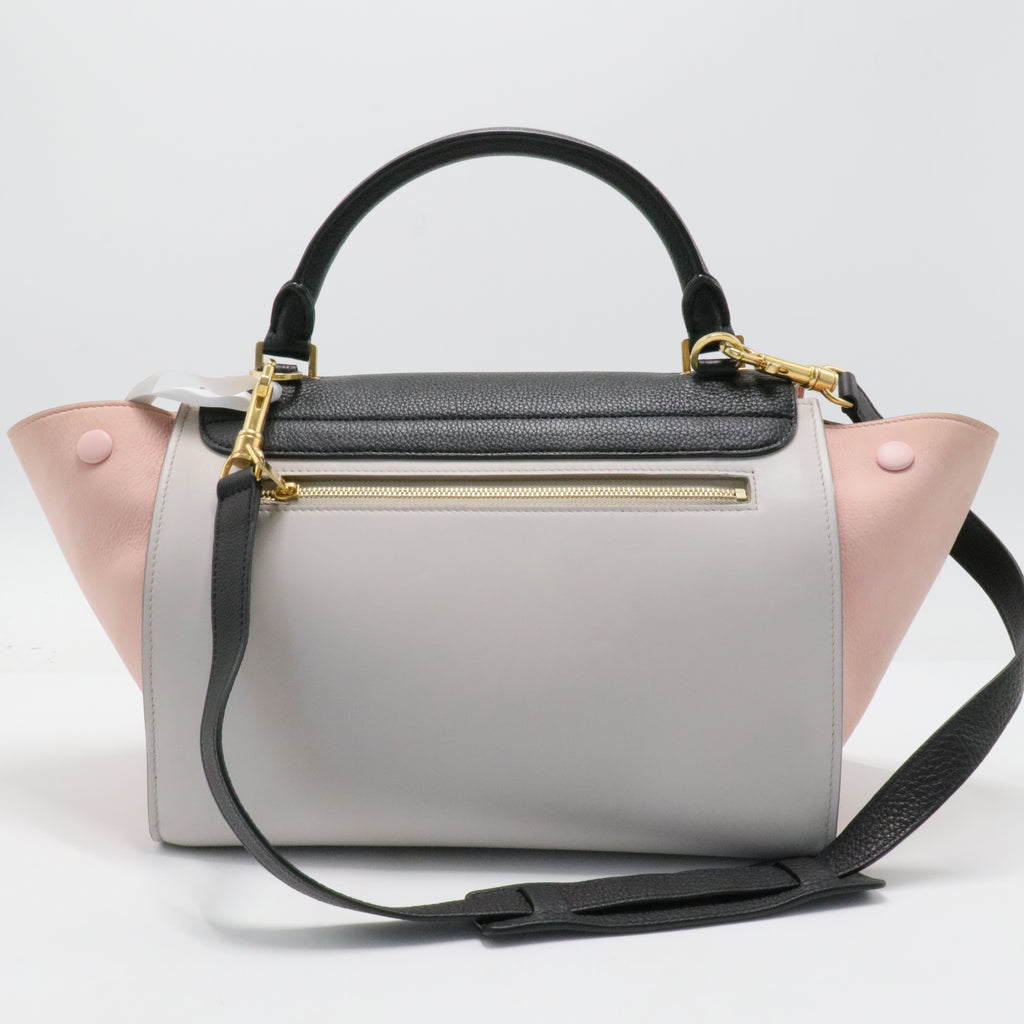 Crisp Calfskin Suede Medium Tri-Color Trapeze Black