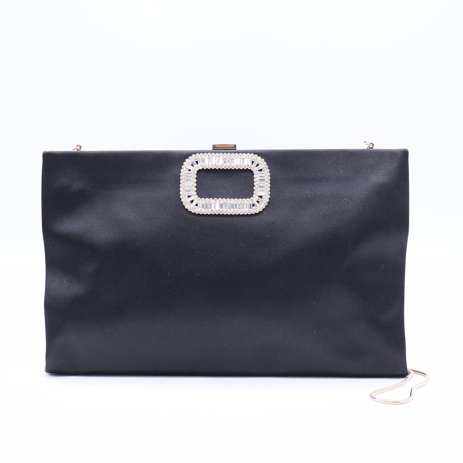 Roger Vivier Black Satin Pilgrim Clutch Bag Twins B21533