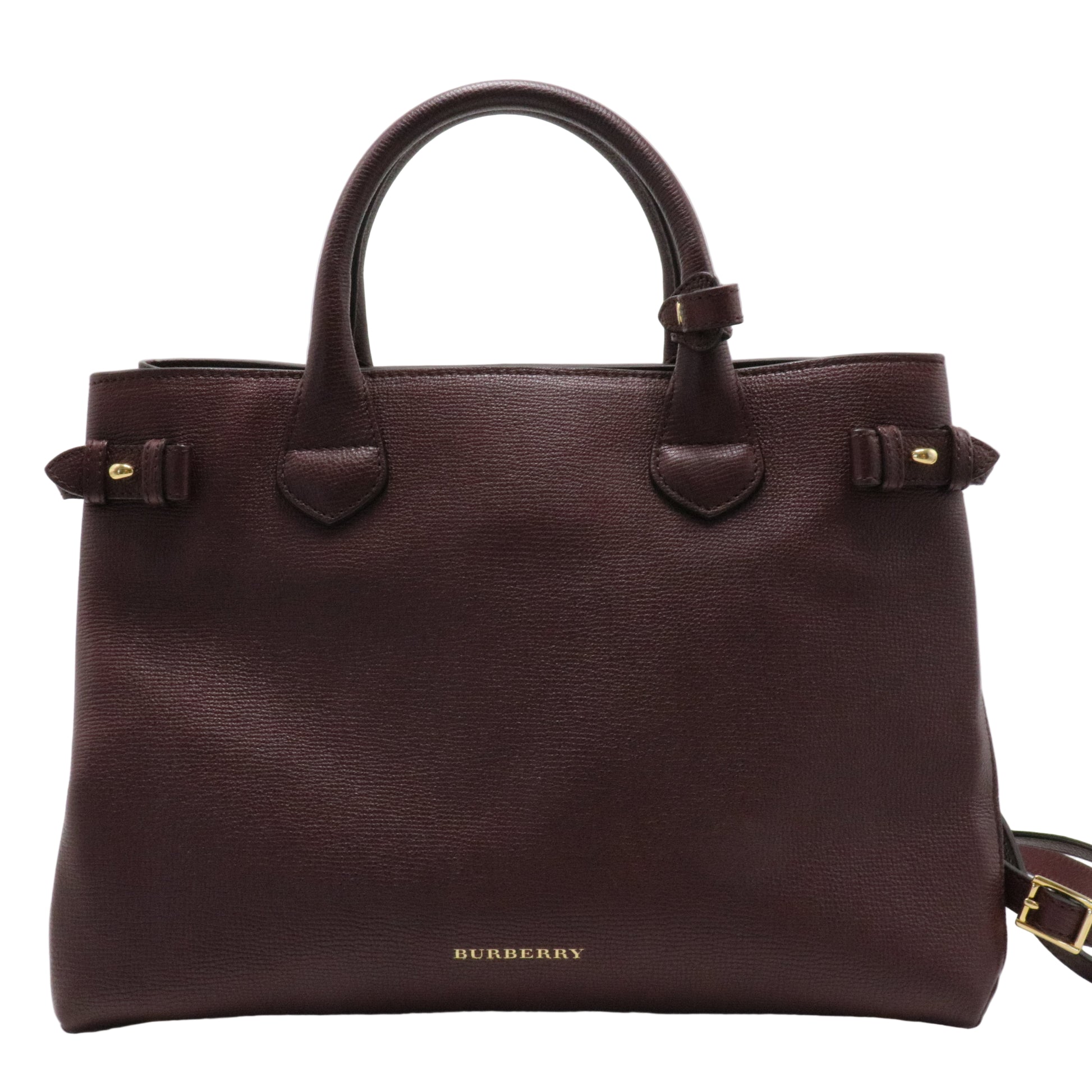 Banner Tote Leather and House Check Canvas Medium