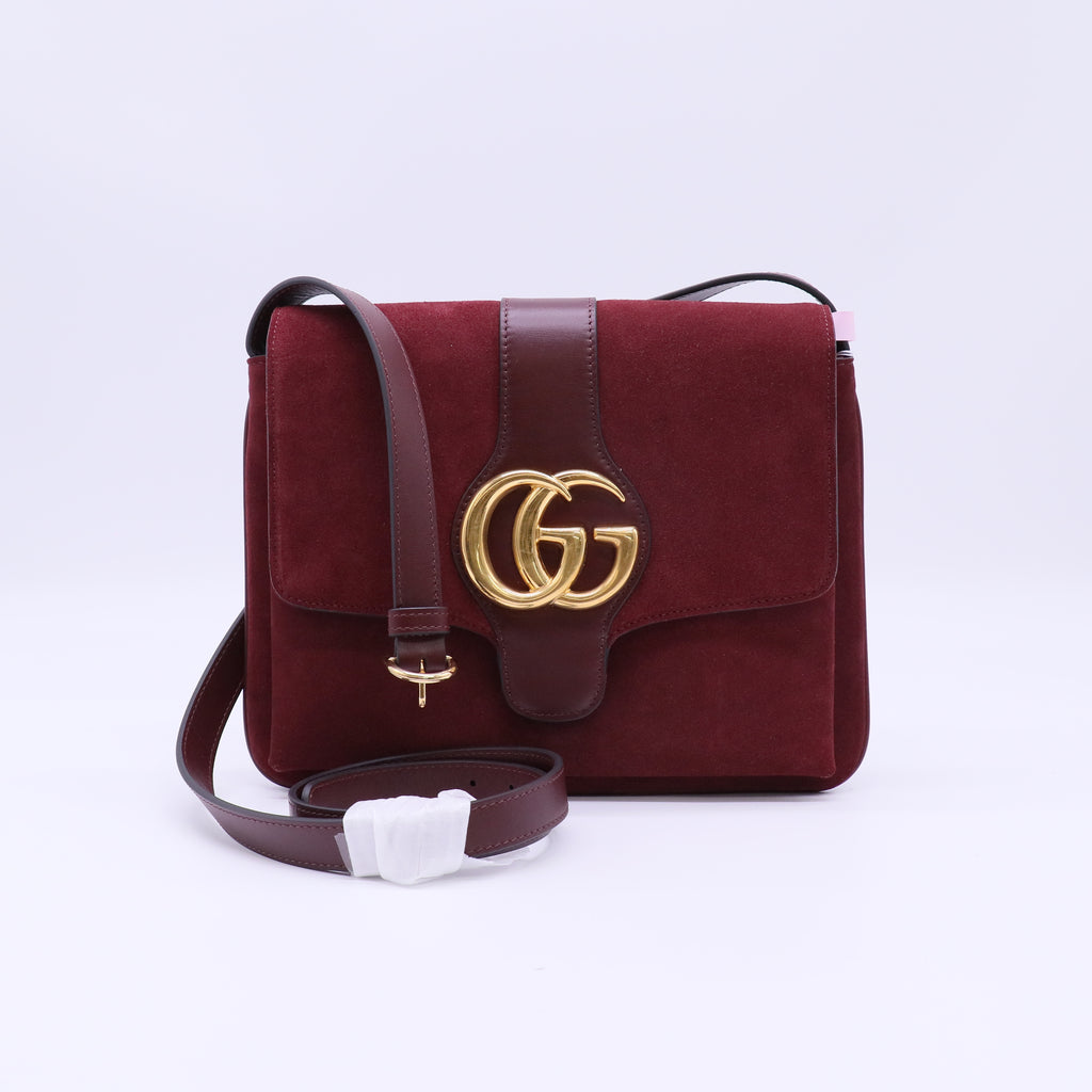 Gucci Burgundy Suede Medium Arli Crossbody Bag twins LDJ4629