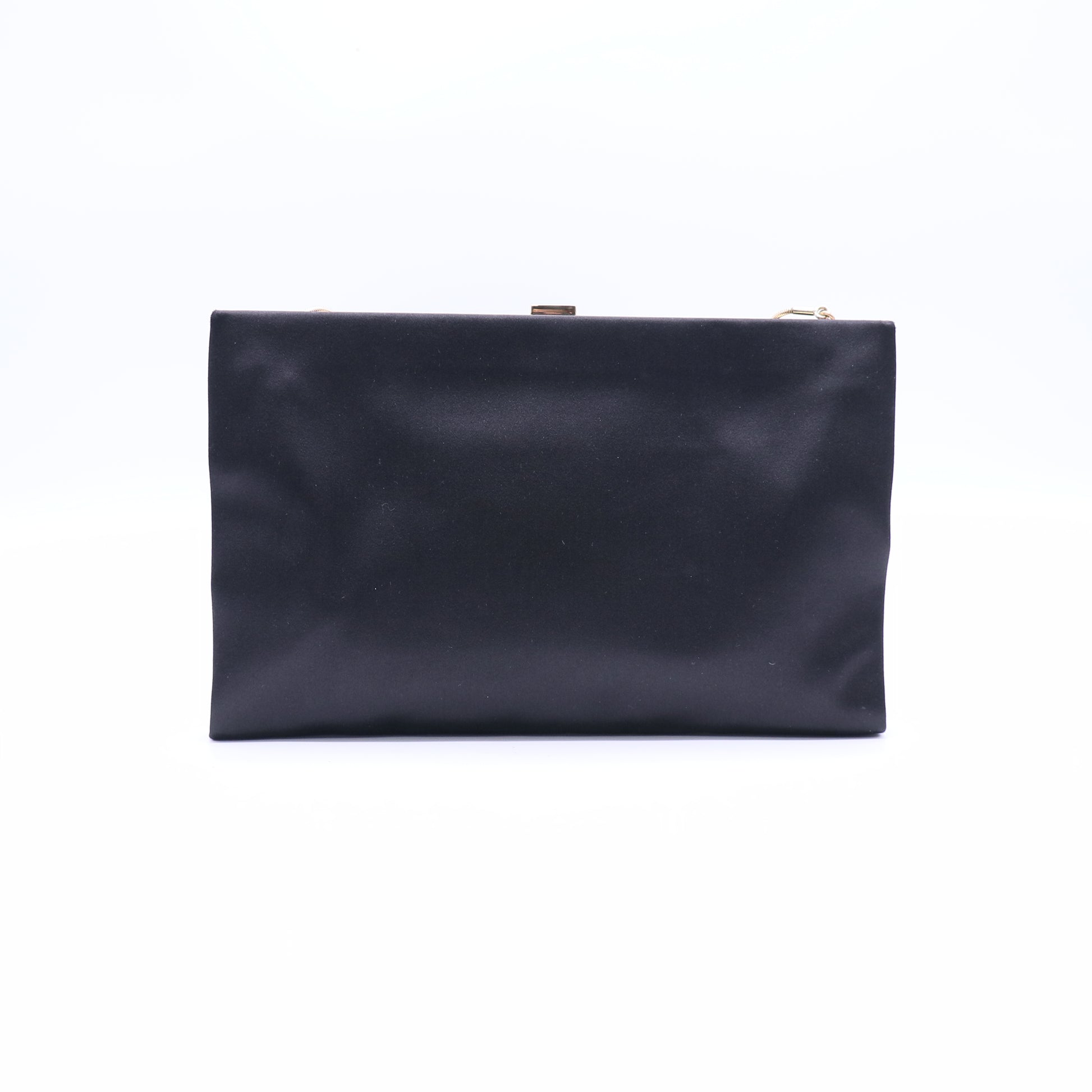 Roger Vivier Black Satin Pilgrim Clutch Bag Twins B21533