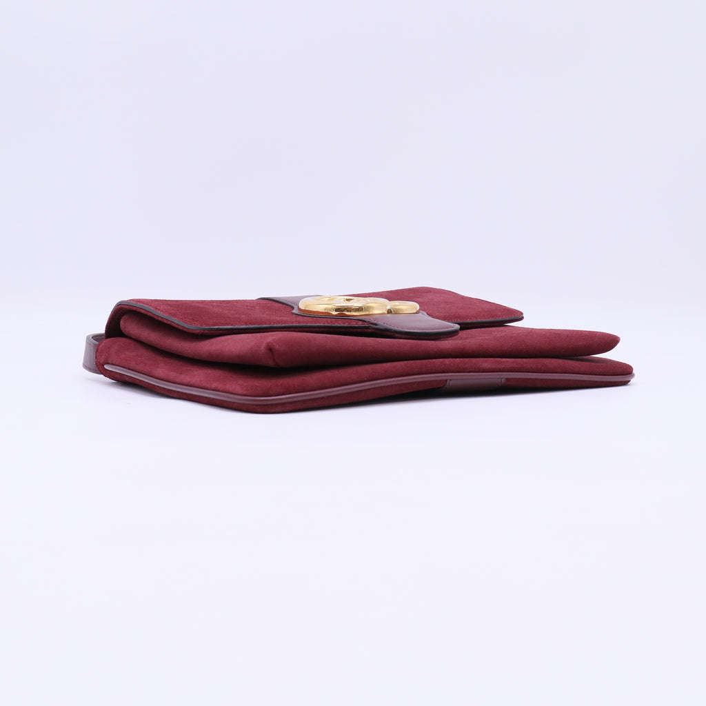 Gucci Burgundy Suede Medium Arli Crossbody Bag twins LDJ4629