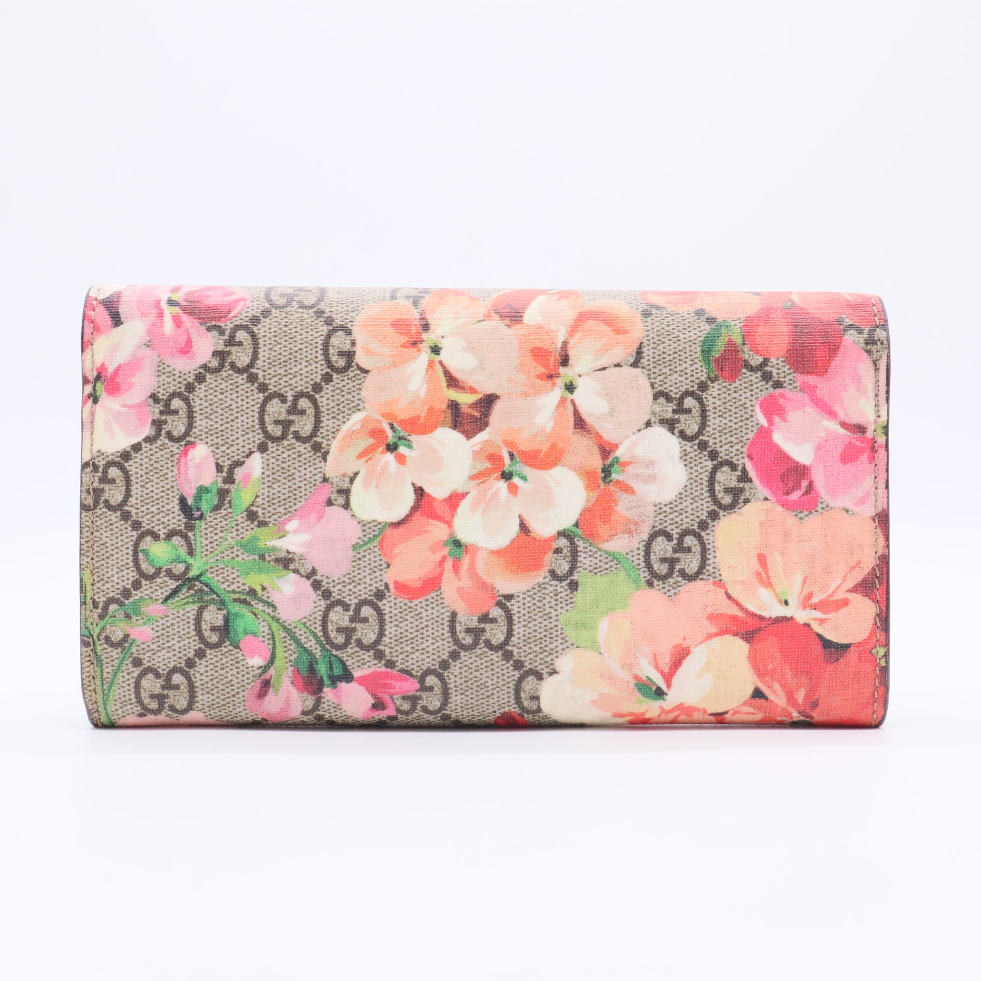 GG Supreme Hydrangea Blooms Flap Wallet Brown Multicolor