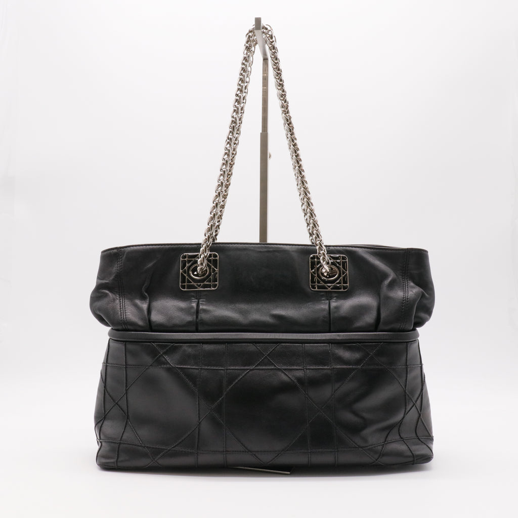 Black Cannage Leather So Dior Tote twins