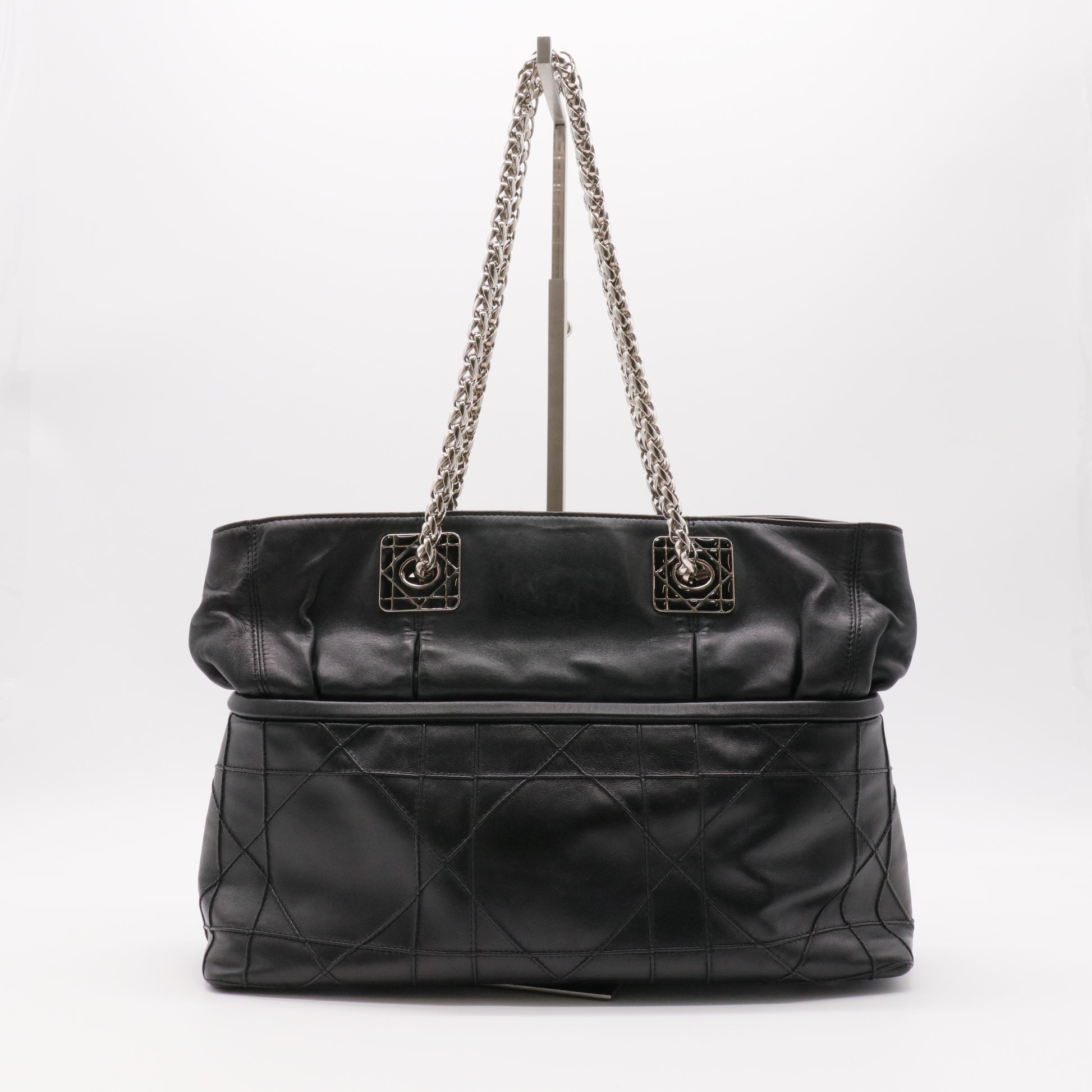 Black Cannage Leather So Dior Tote twins
