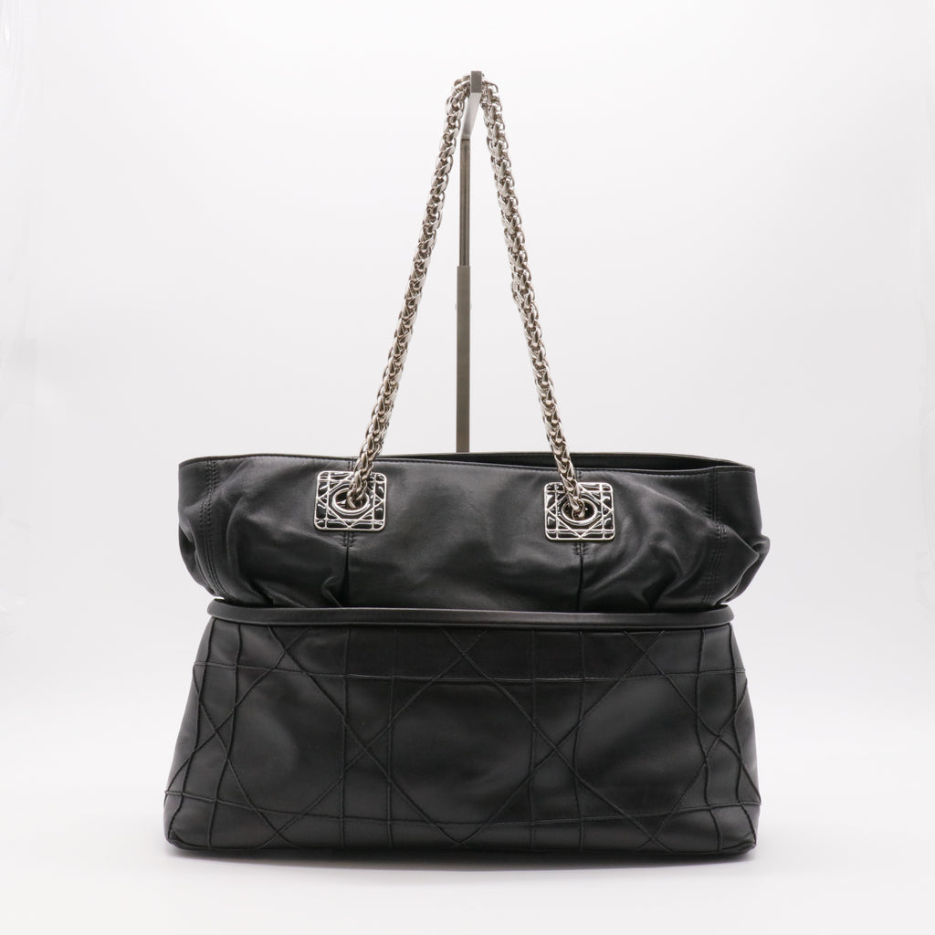 Black Cannage Leather So Dior Tote twins