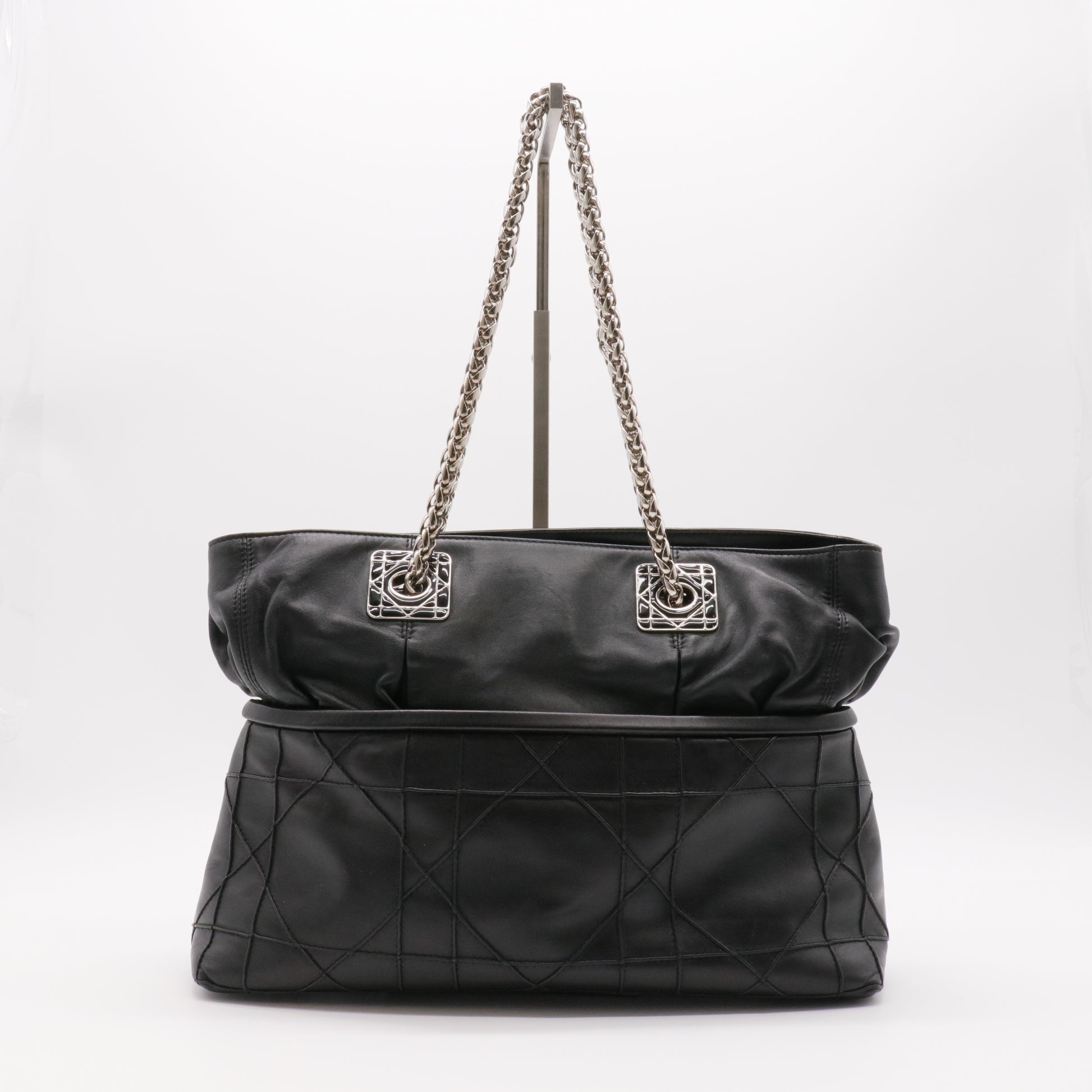 Black Cannage Leather So Dior Tote twins