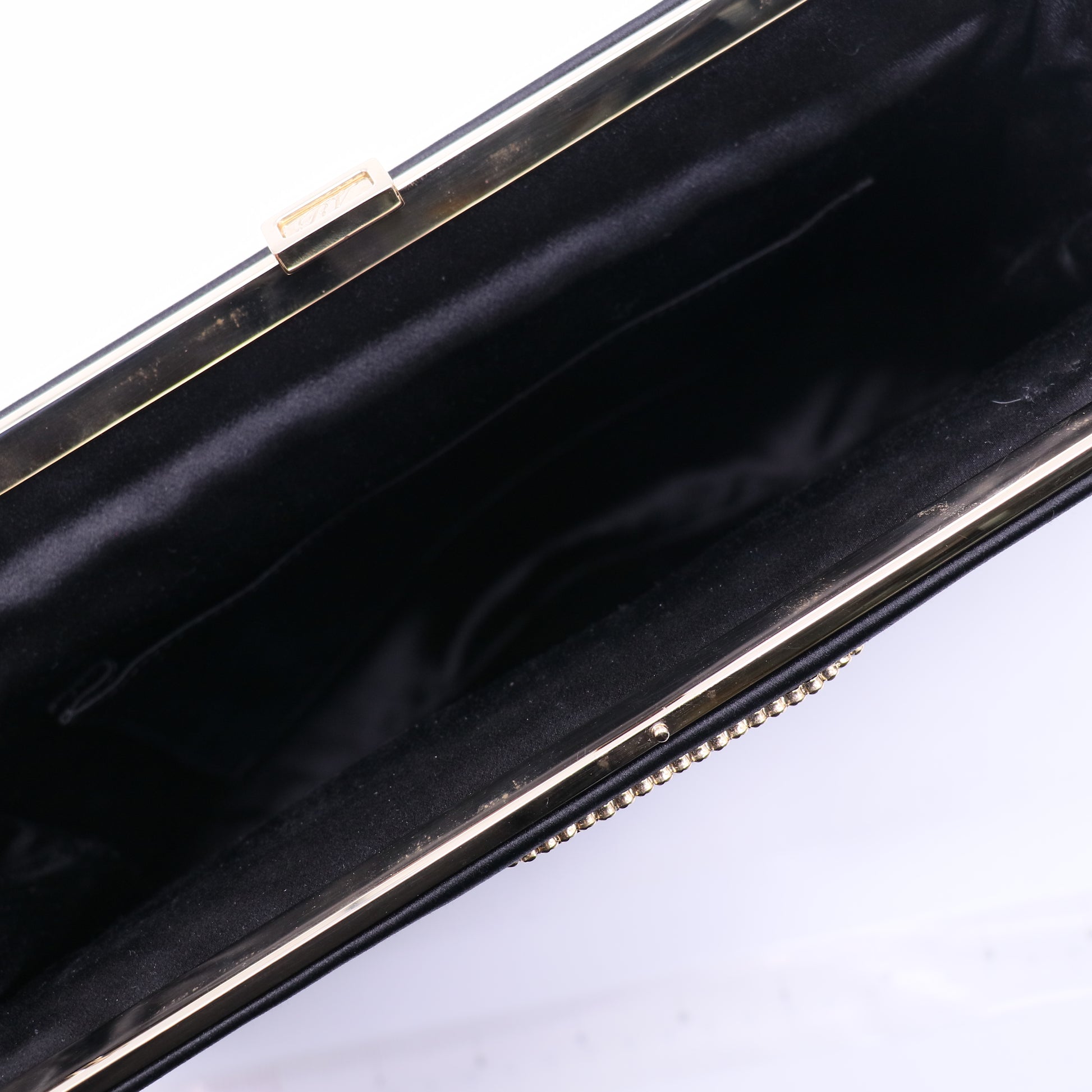 Roger Vivier Black Satin Pilgrim Clutch Bag Twins B21533