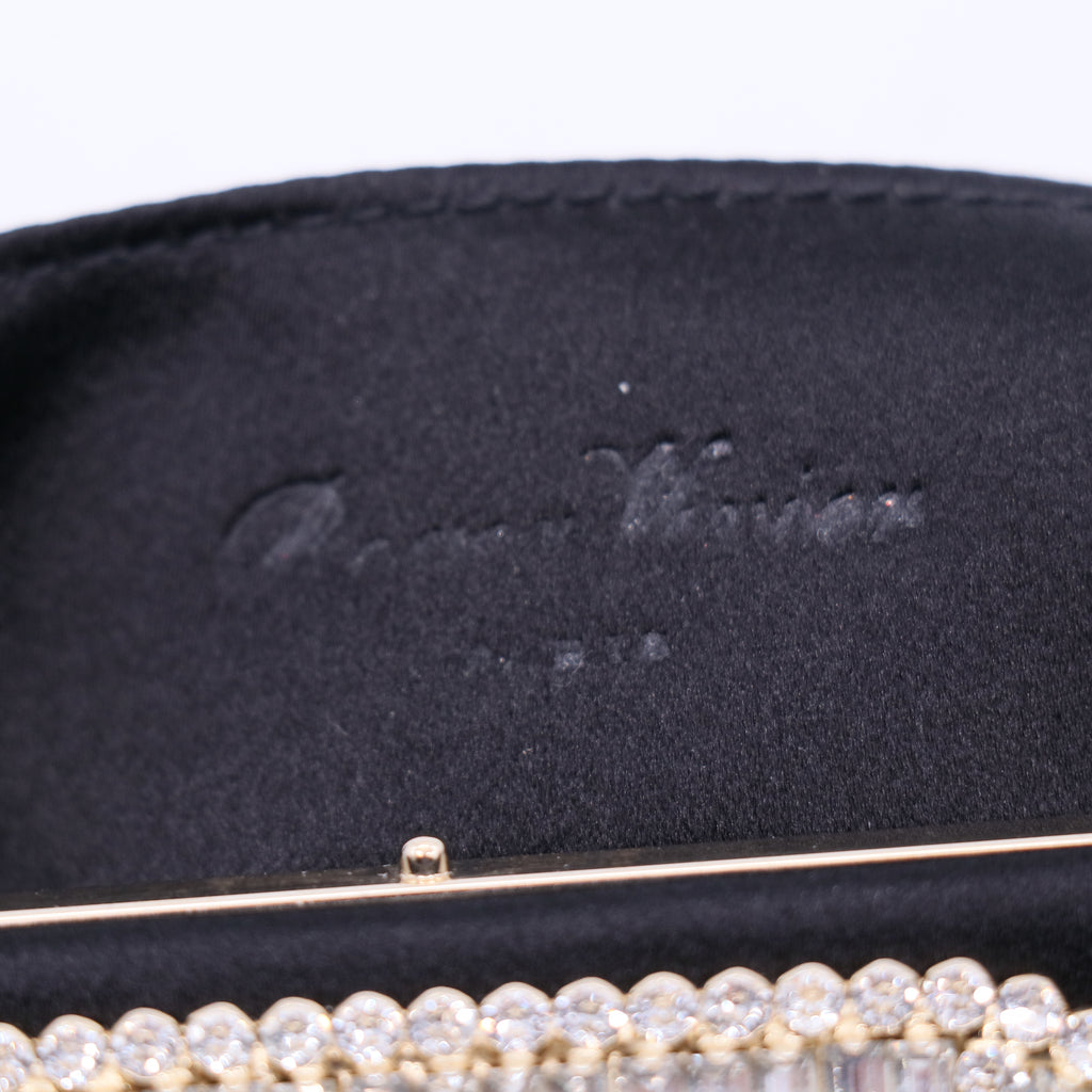 Roger Vivier Black Satin Pilgrim Clutch Bag Twins B21533