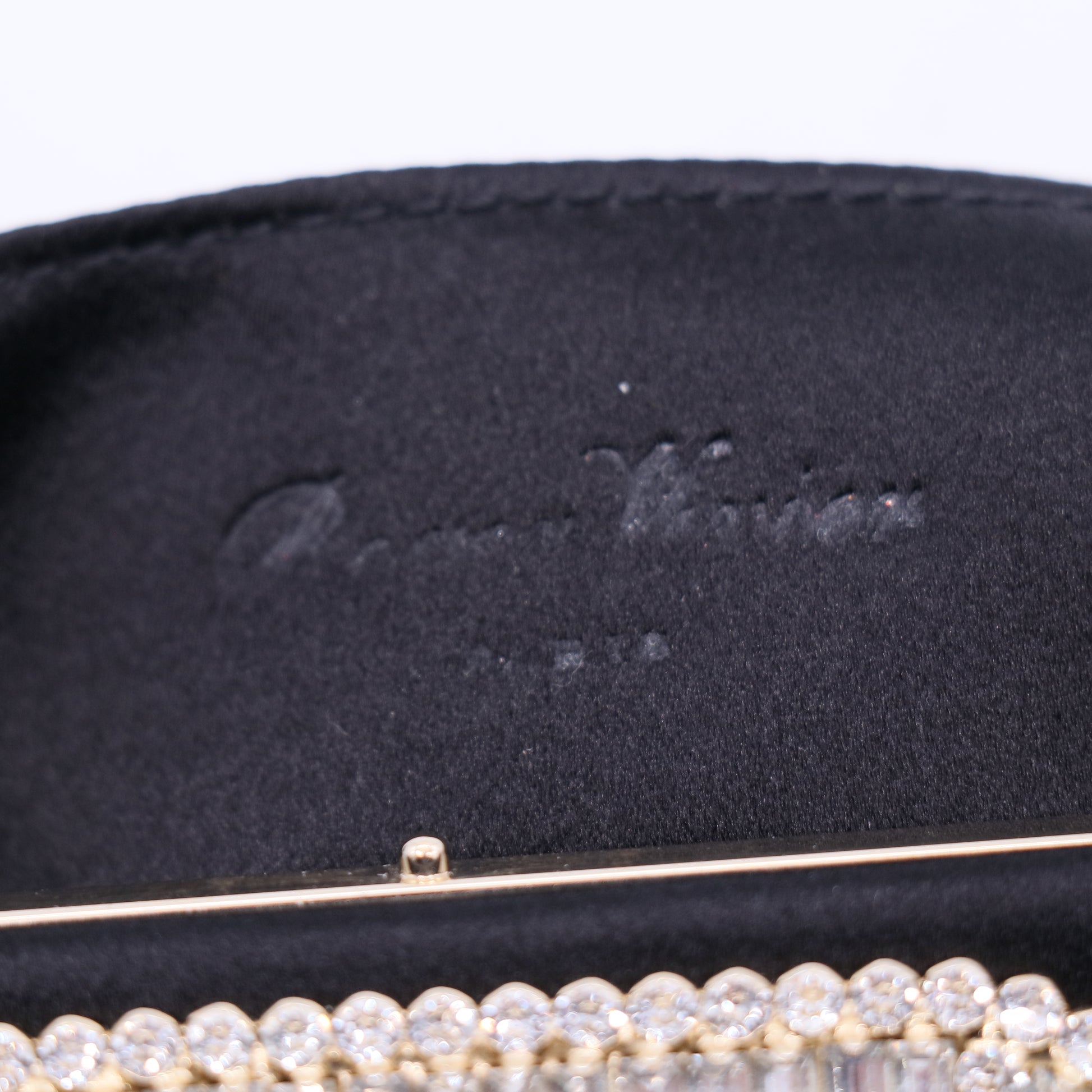 Roger Vivier Black Satin Pilgrim Clutch Bag Twins B21533