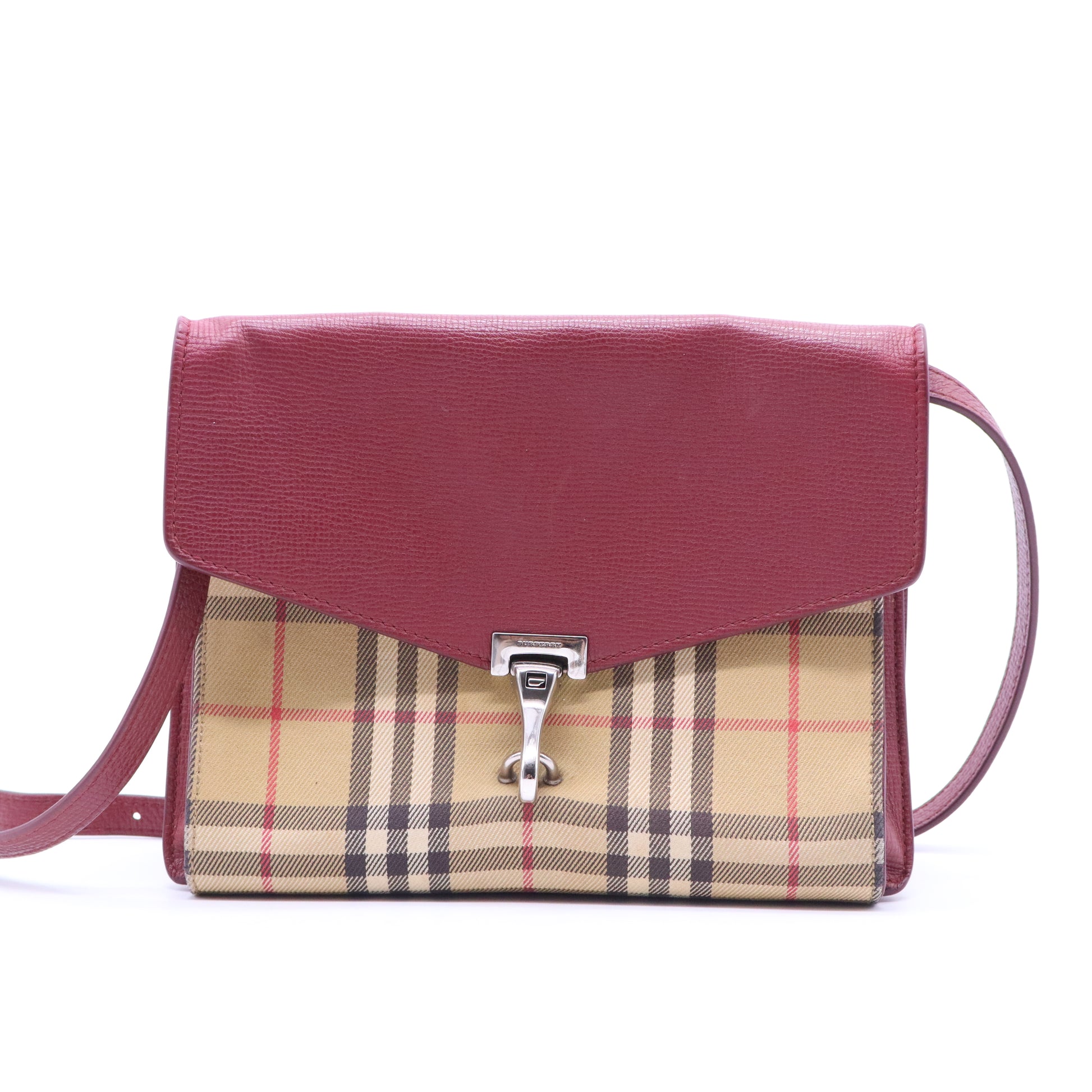Macken Crossbody Bag Leather and House Check Canvas Small B21549