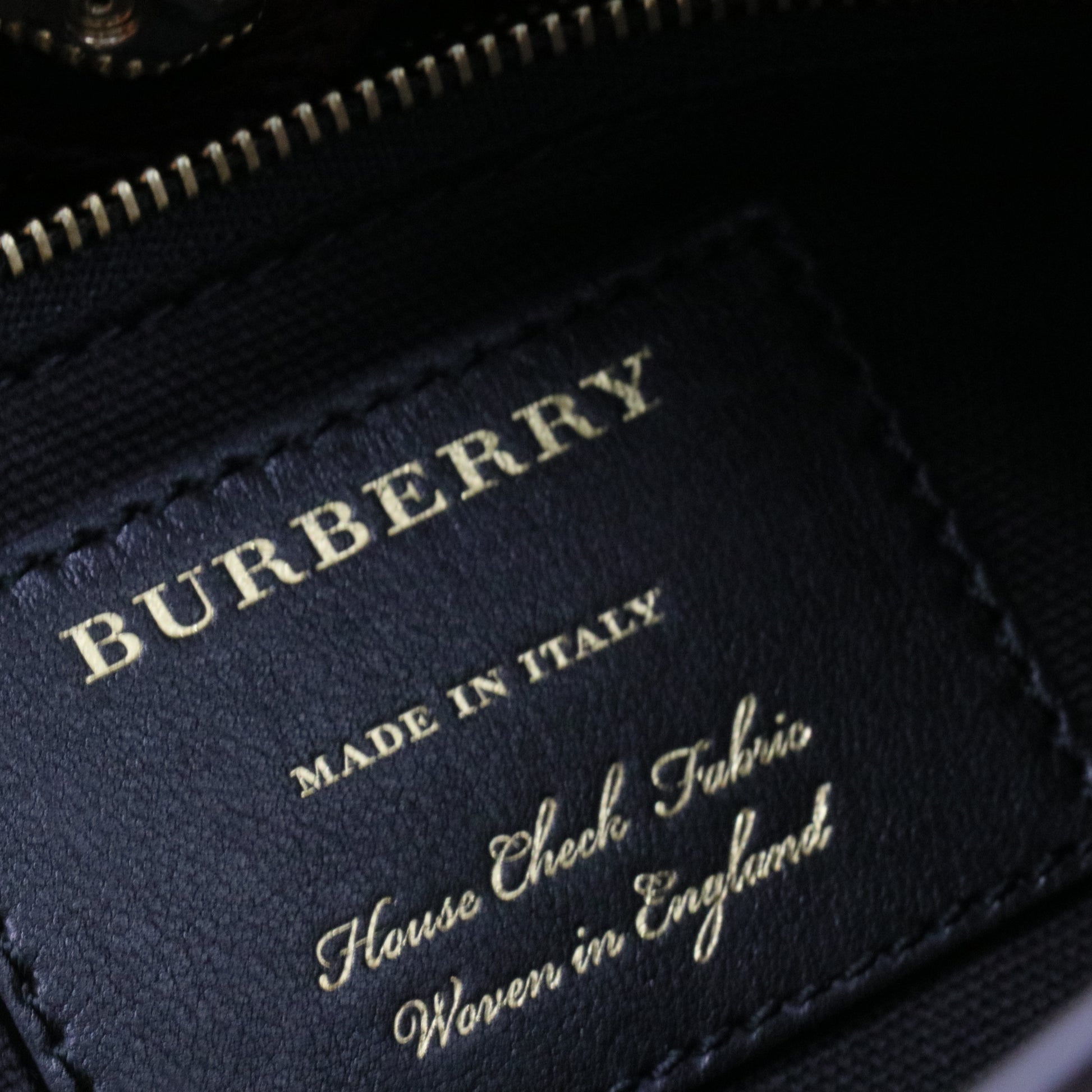 Banner Tote Leather and House Check Canvas Medium