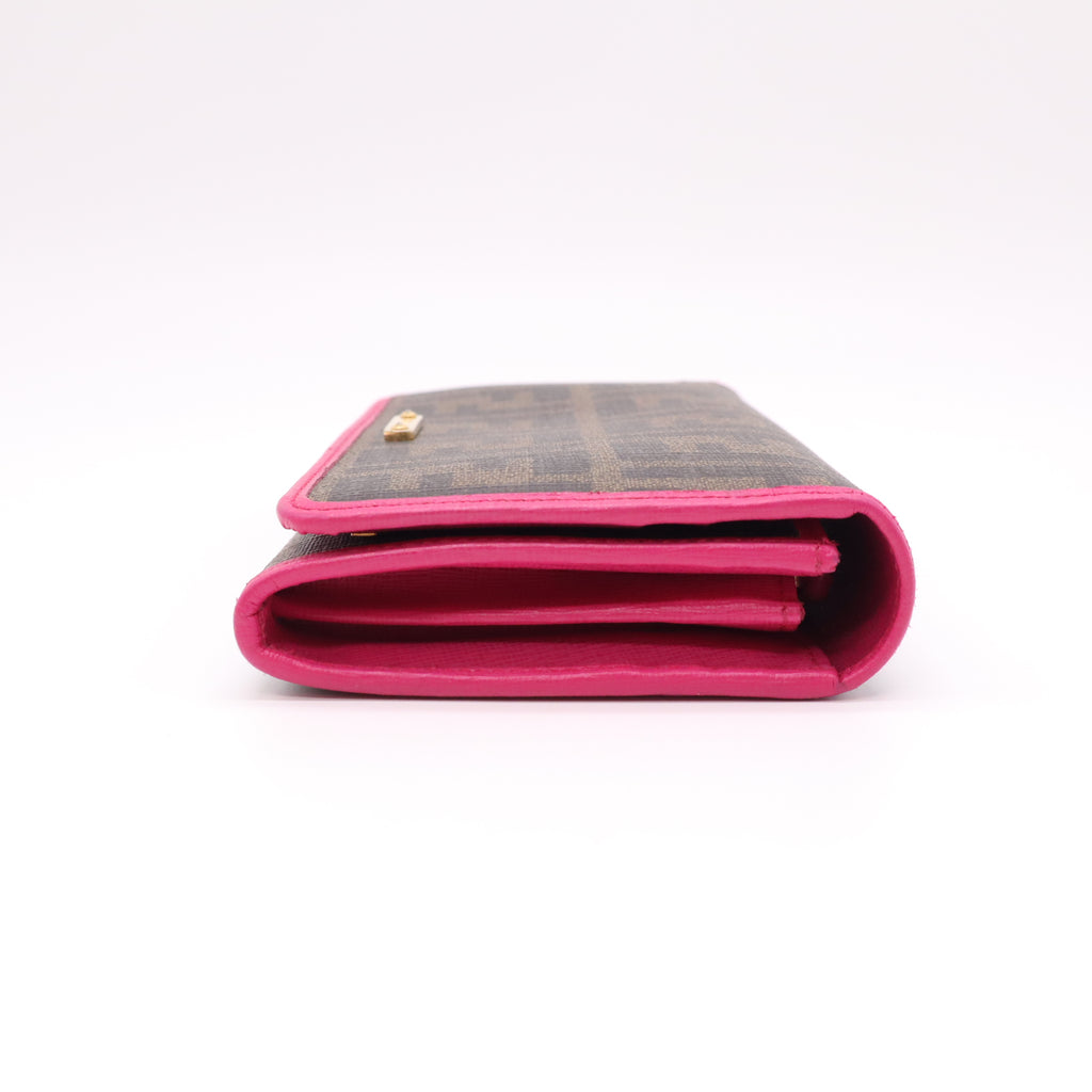 Fendi Zucca Continental Flap Wallet W21916