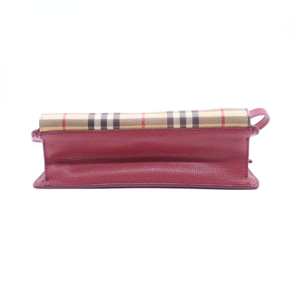 Macken Crossbody Bag Leather and House Check Canvas Small B21549