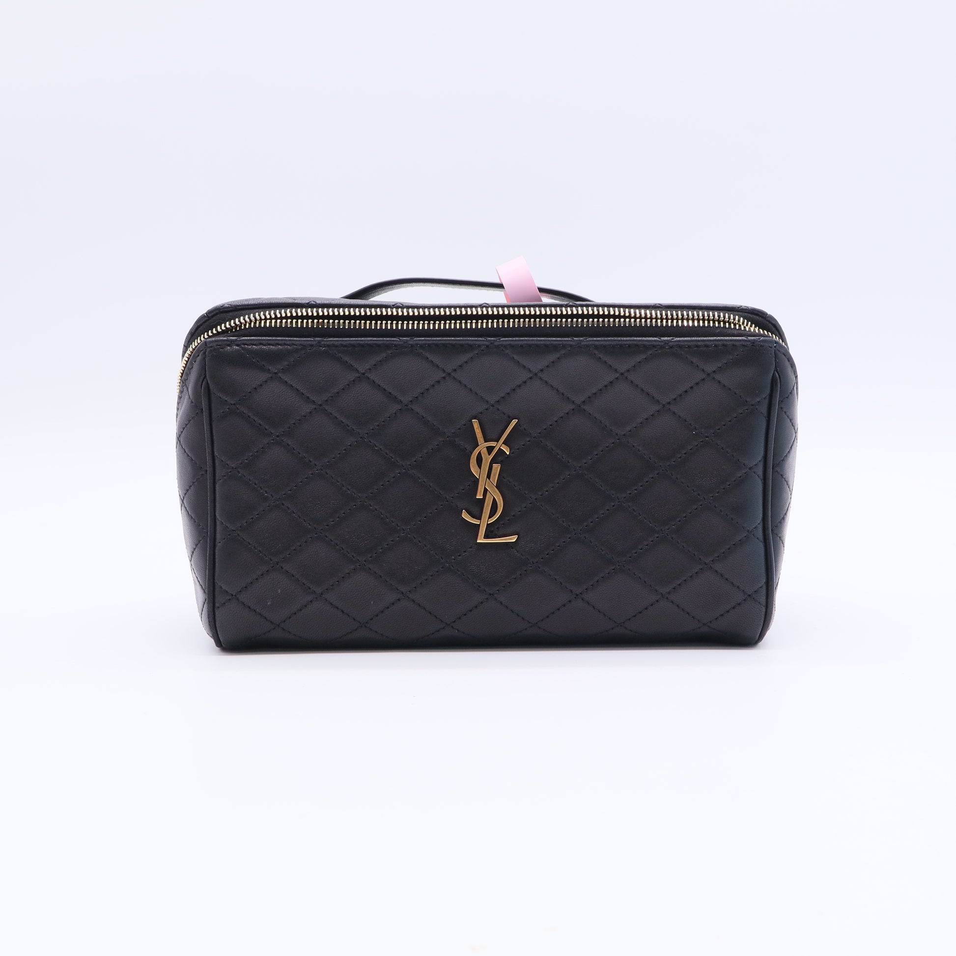 Saint Laurent Gaby Zip Around Vanity Case Quilted Leather Twins