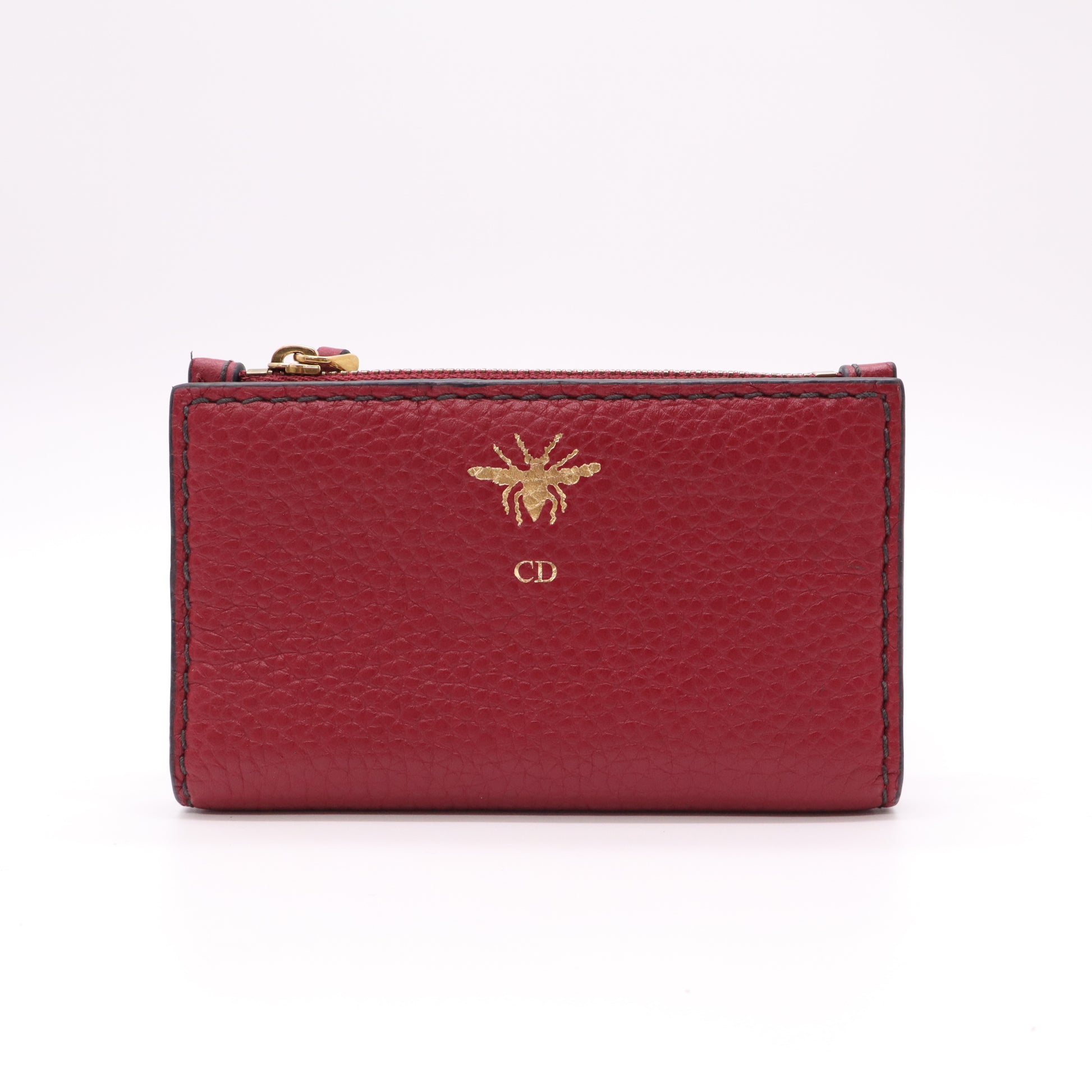 Christian Dior D-Bee Grained Calfskin Zipper Card Holder Wallet W22128
