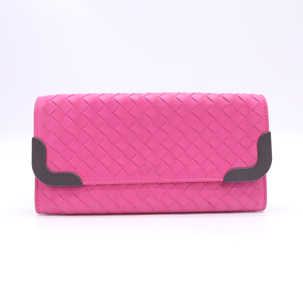 Bottega Veneta Intrecciato Leather Metal Edge Continental Wallet W23335
