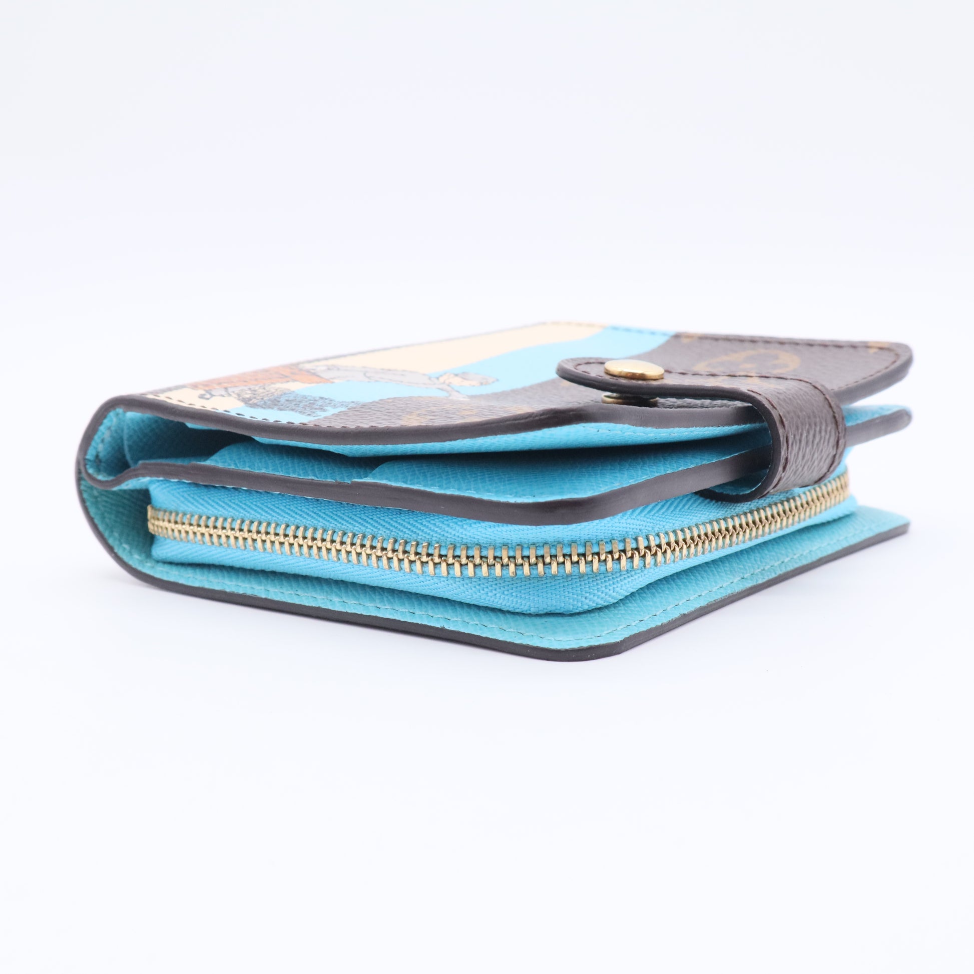 Monogram Groom Compact Zip Wallet Blue