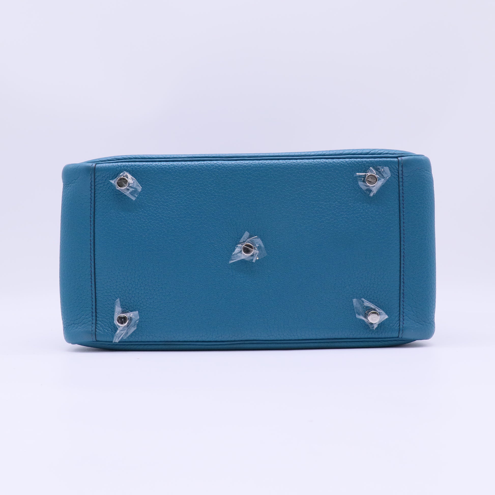 Hermes 30cm Bi-Color Blue Izmir/Bleu Saphir Clemence Leather Palladium Plated Lindy Bag - twins B22611