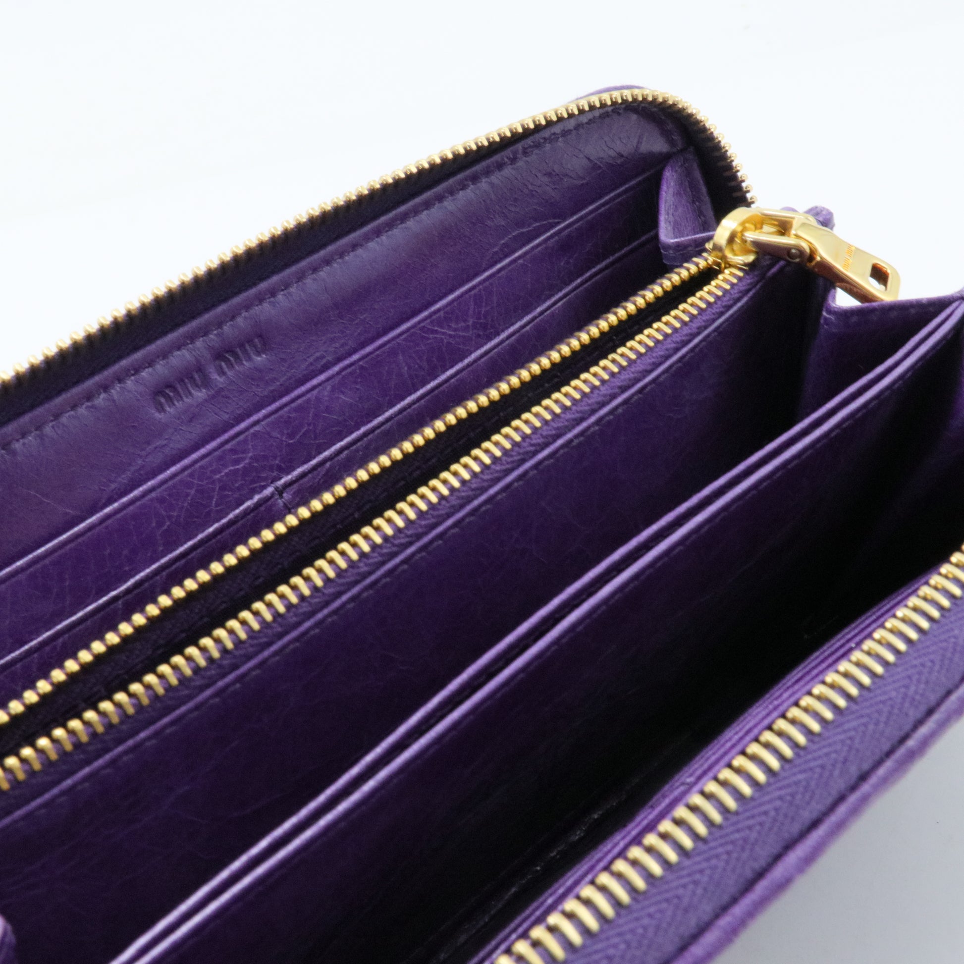 Miu Miu Long Wallet in Purple Leather