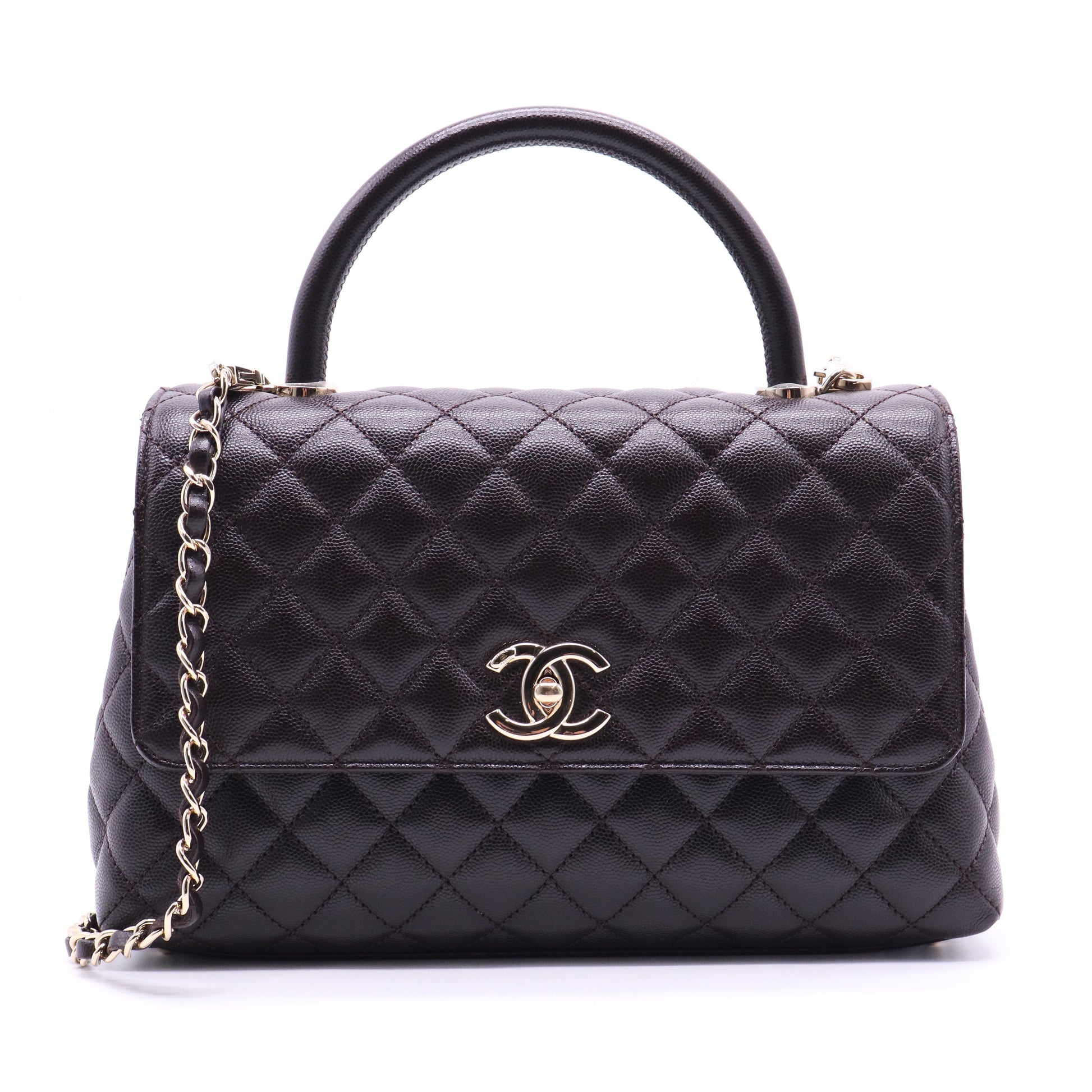Coco Top Handle Bag Quilted Caviar Small