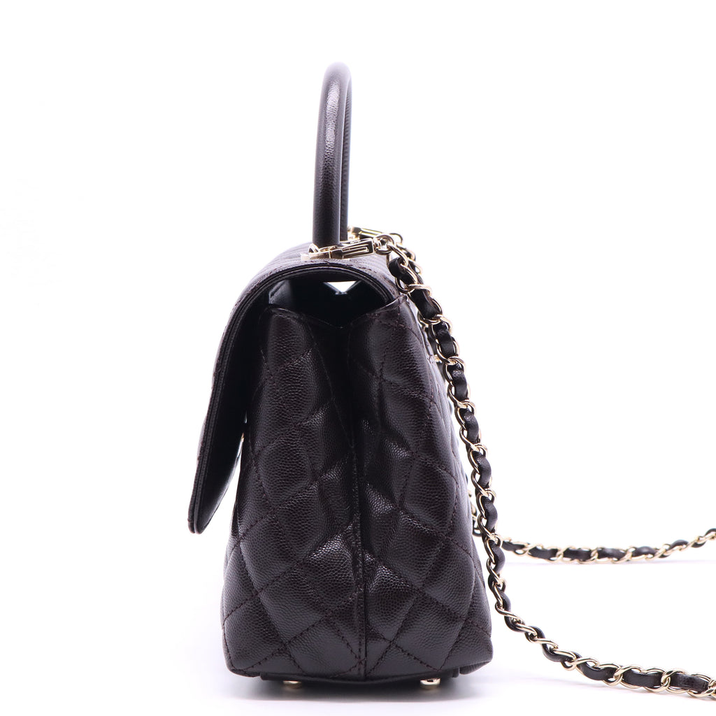 Coco Top Handle Bag Quilted Caviar Small