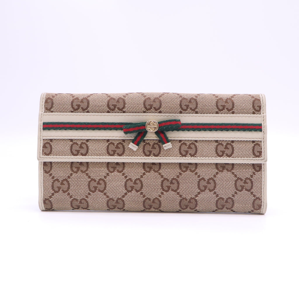 GG Canvas Web Sherry Line Bow Continental Wallet W23341