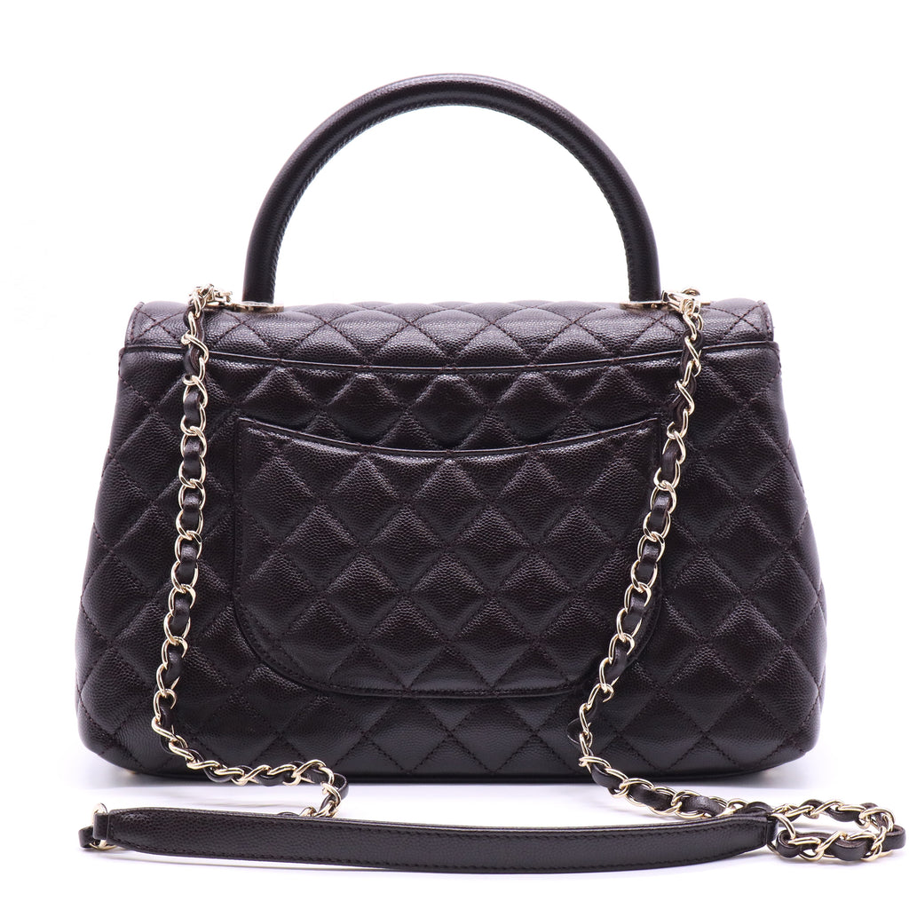 Coco Top Handle Bag Quilted Caviar Small