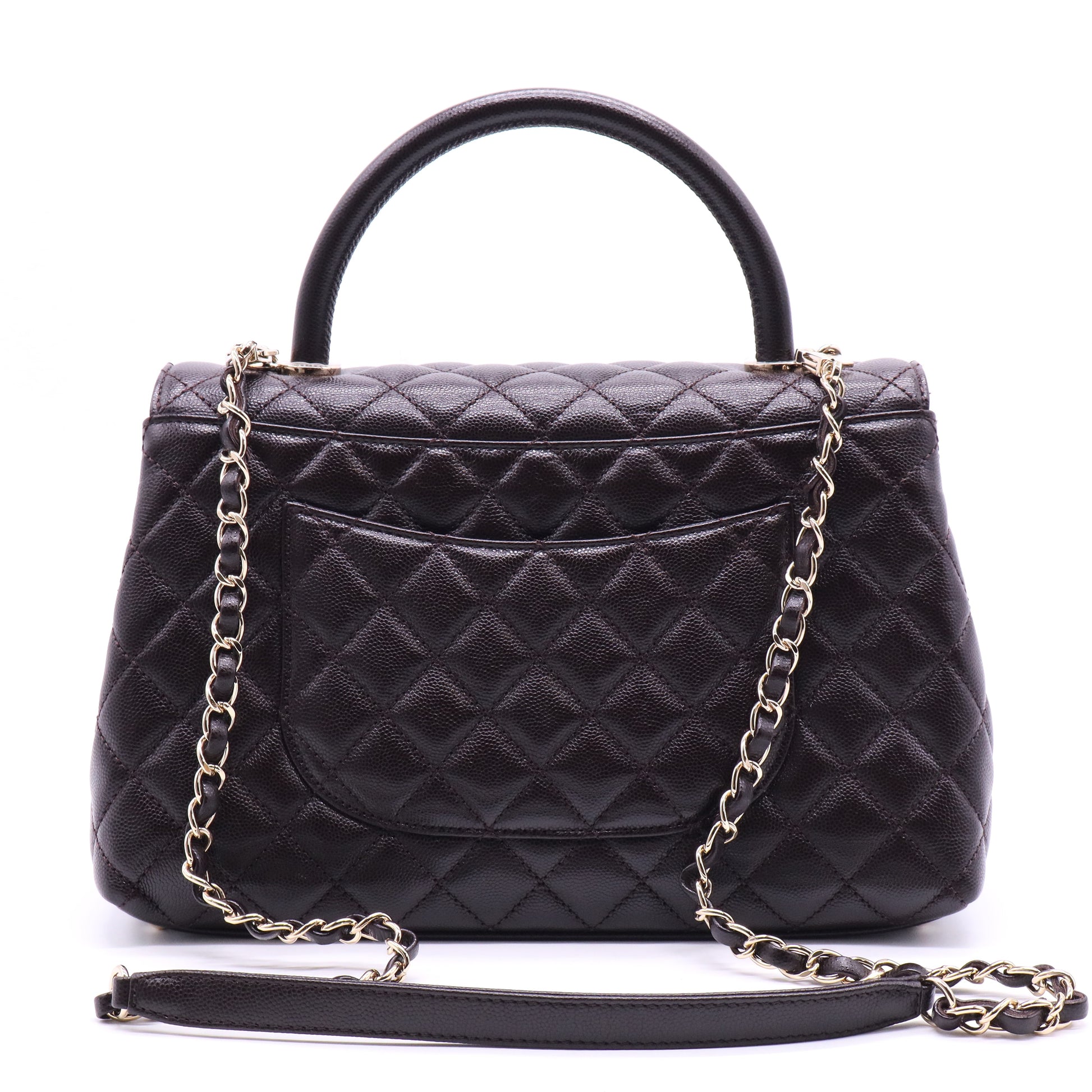 Coco Top Handle Bag Quilted Caviar Small