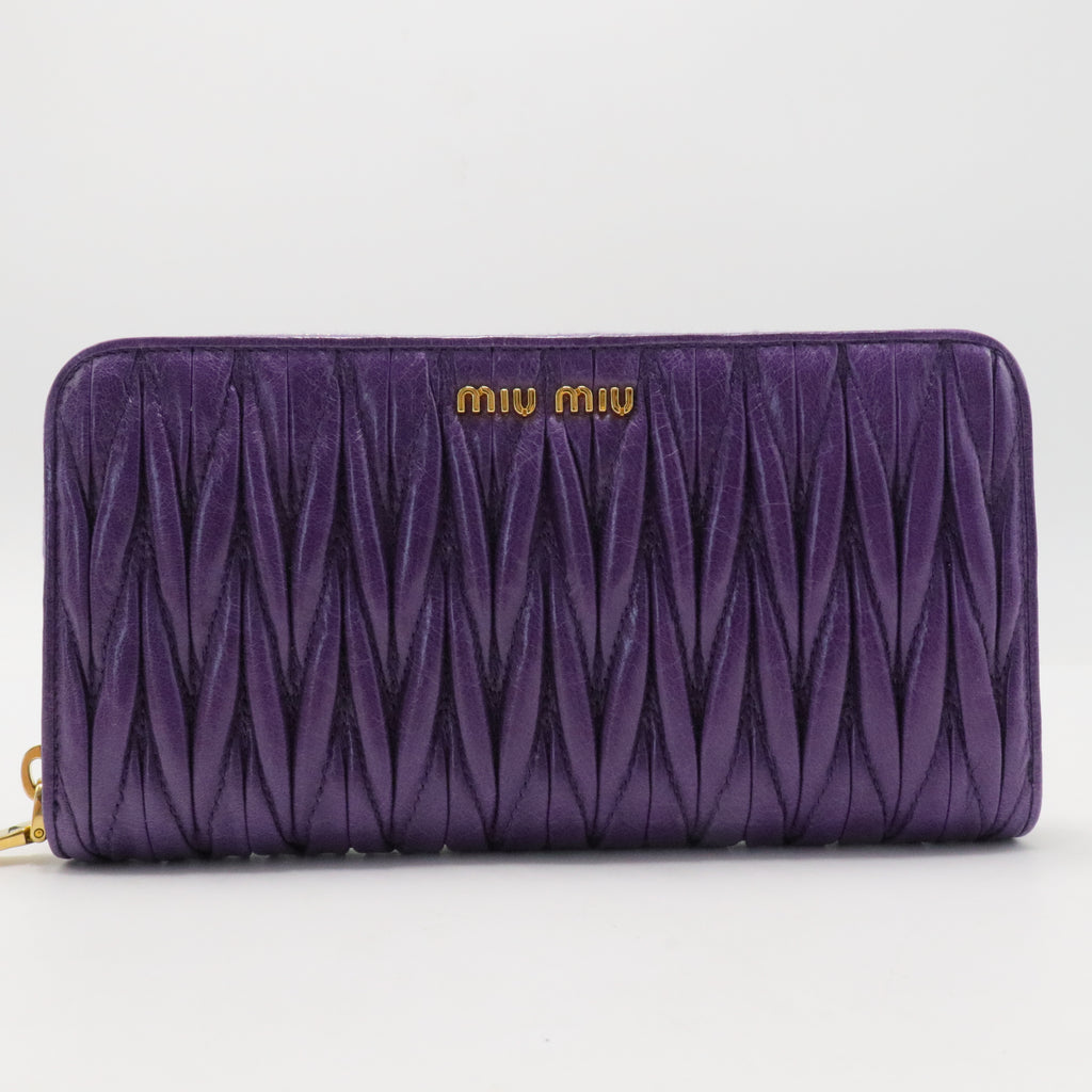 Miu Miu Long Wallet in Purple Leather