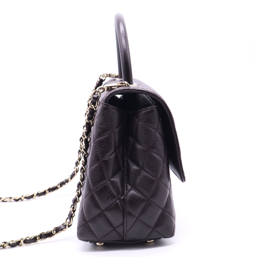 Coco Top Handle Bag Quilted Caviar Small