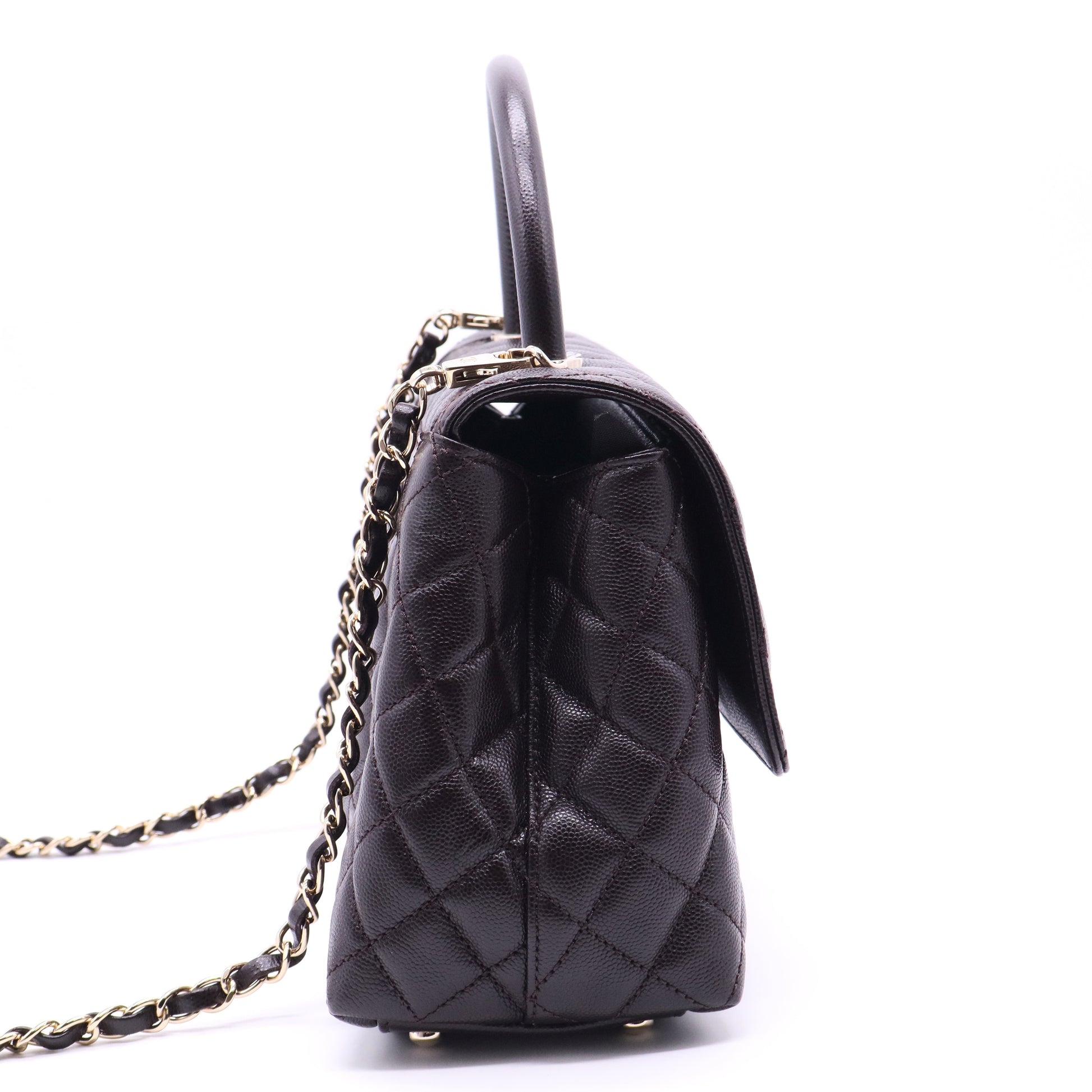Coco Top Handle Bag Quilted Caviar Small