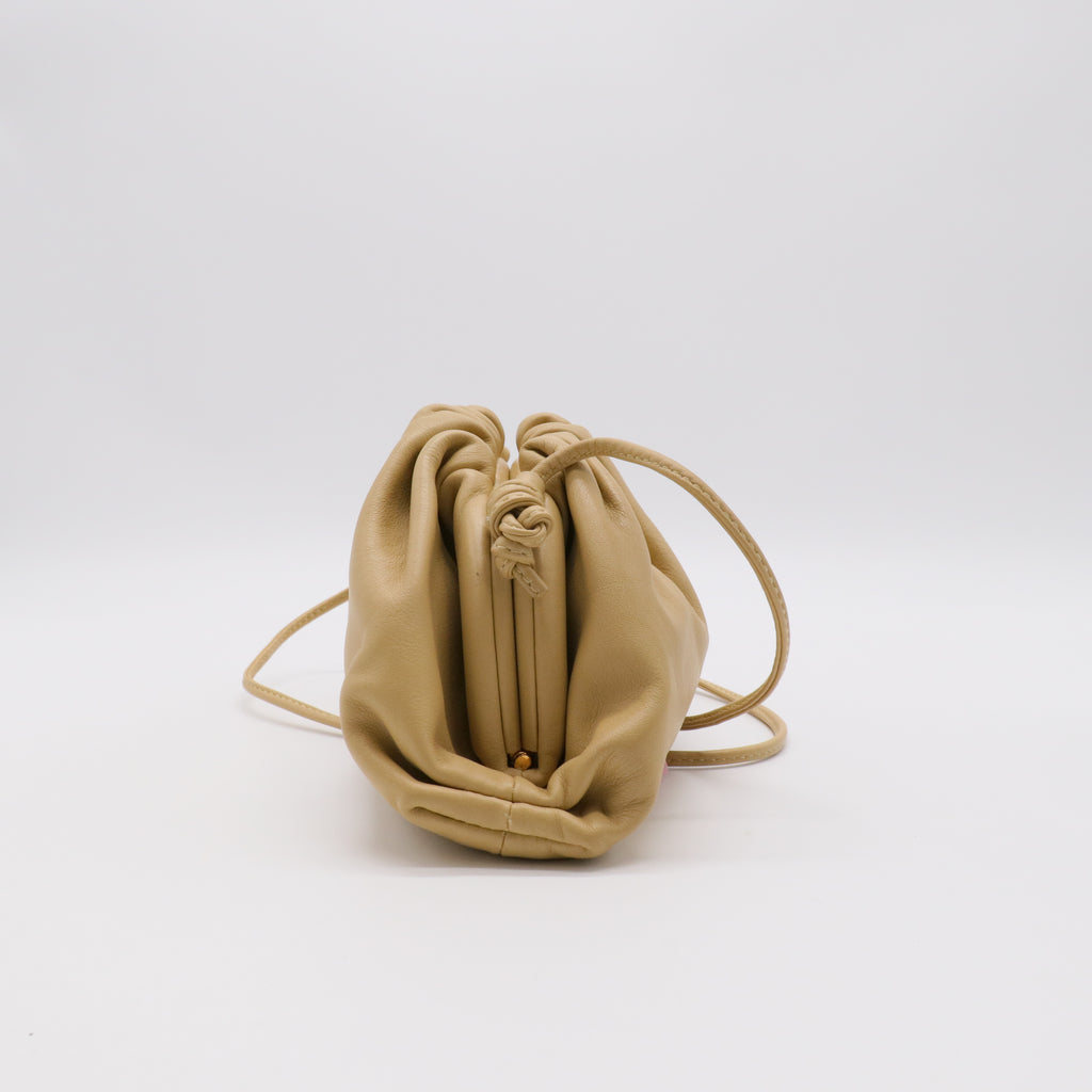 Leather Crossbody Bags The Pouch Drawstring Beige twins