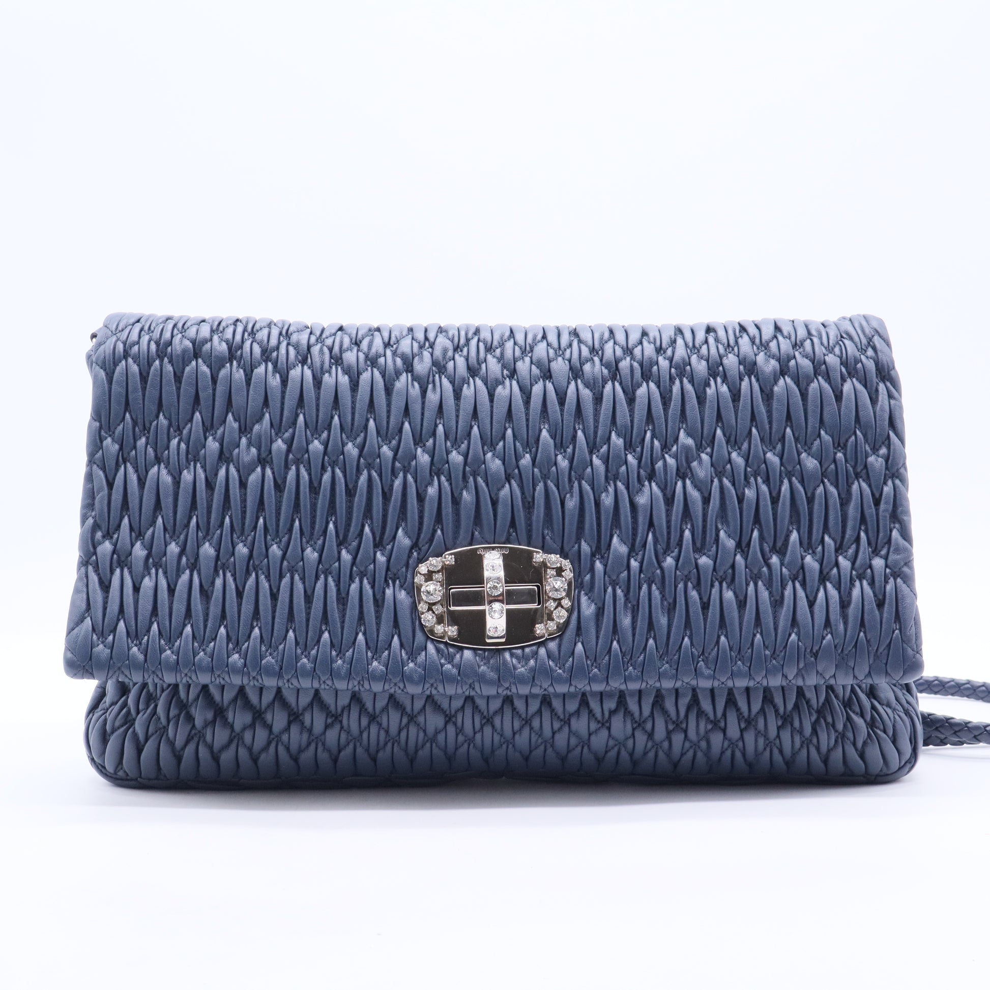 Crystal Blue Nappa Matelassé Crossbody Bag B12332