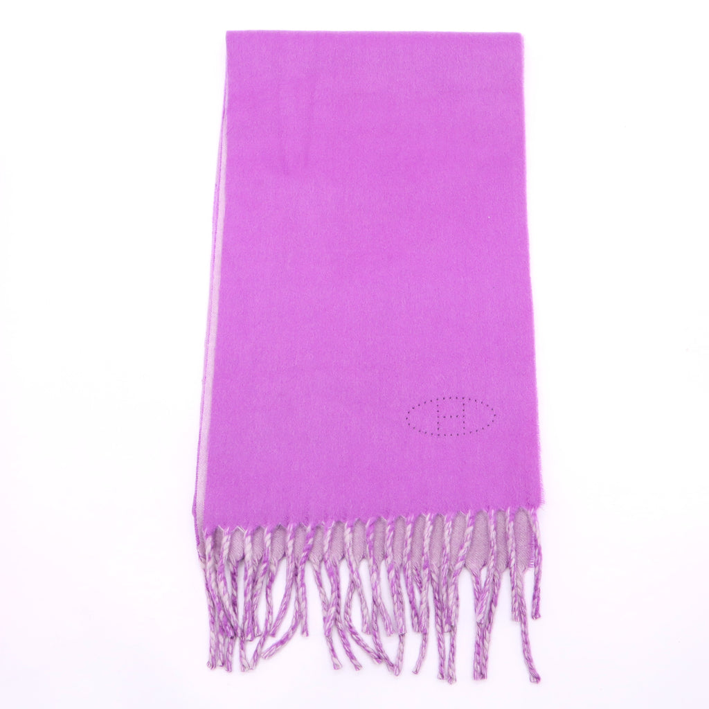 Muffler Scarf Purple Fringe Logo Cashmere Women