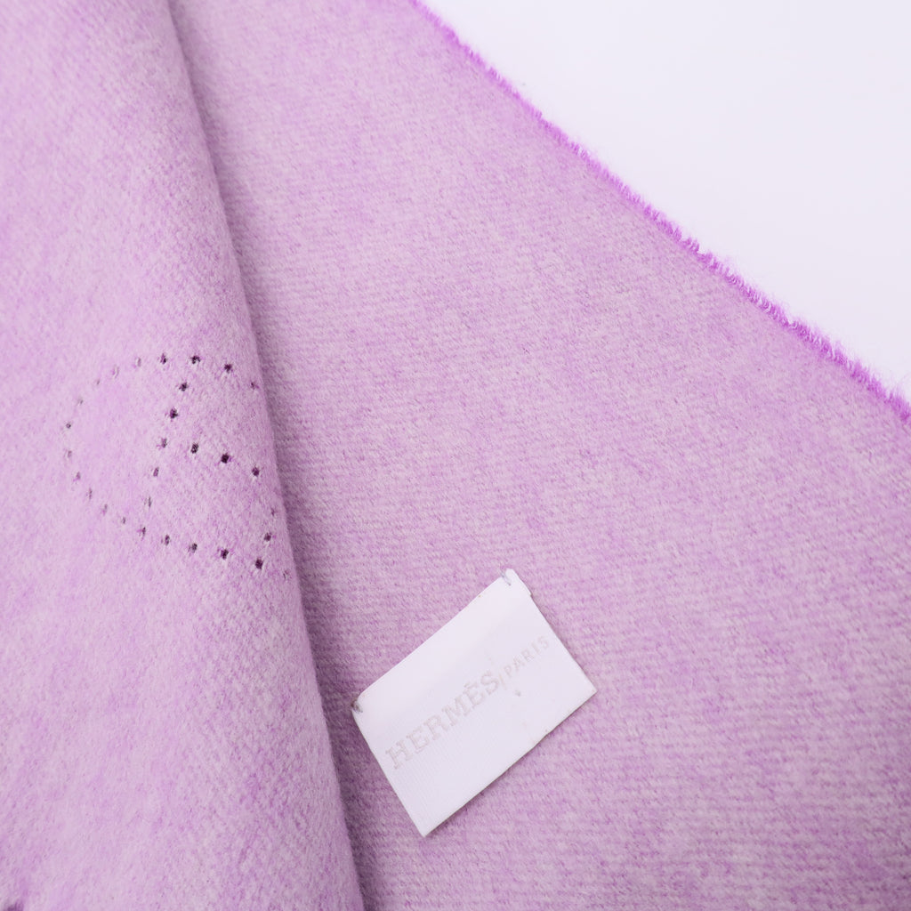 Muffler Scarf Purple Fringe Logo Cashmere Women