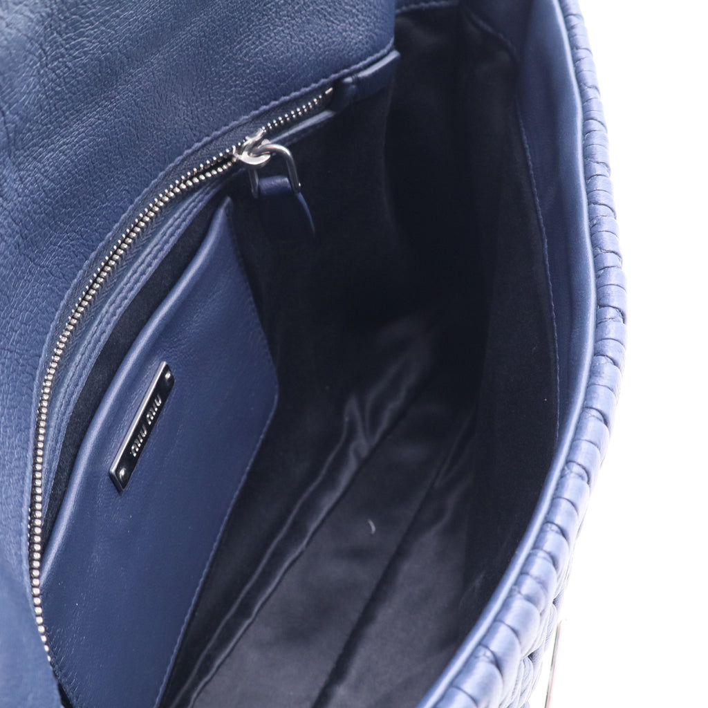 Crystal Blue Nappa Matelassé Crossbody Bag B12332