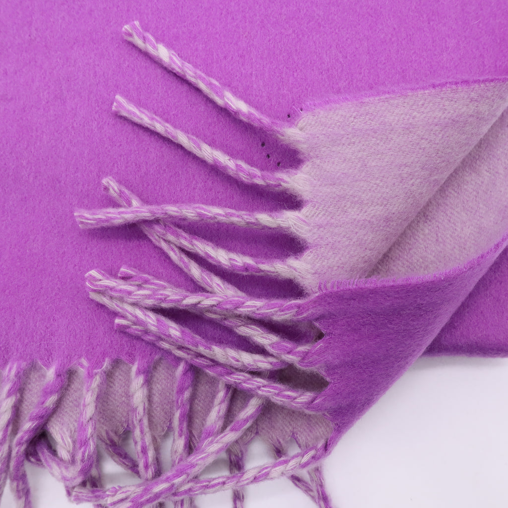 Muffler Scarf Purple Fringe Logo Cashmere Women