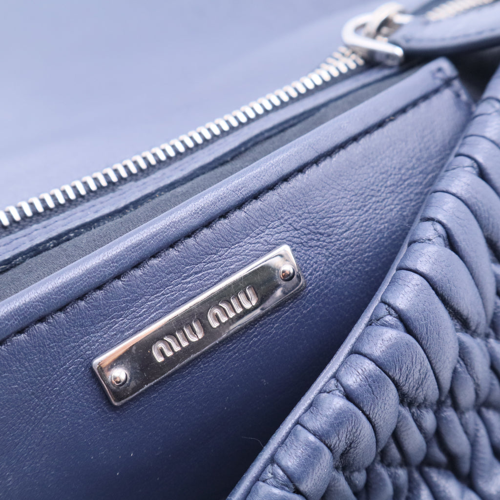 Crystal Blue Nappa Matelassé Crossbody Bag B12332