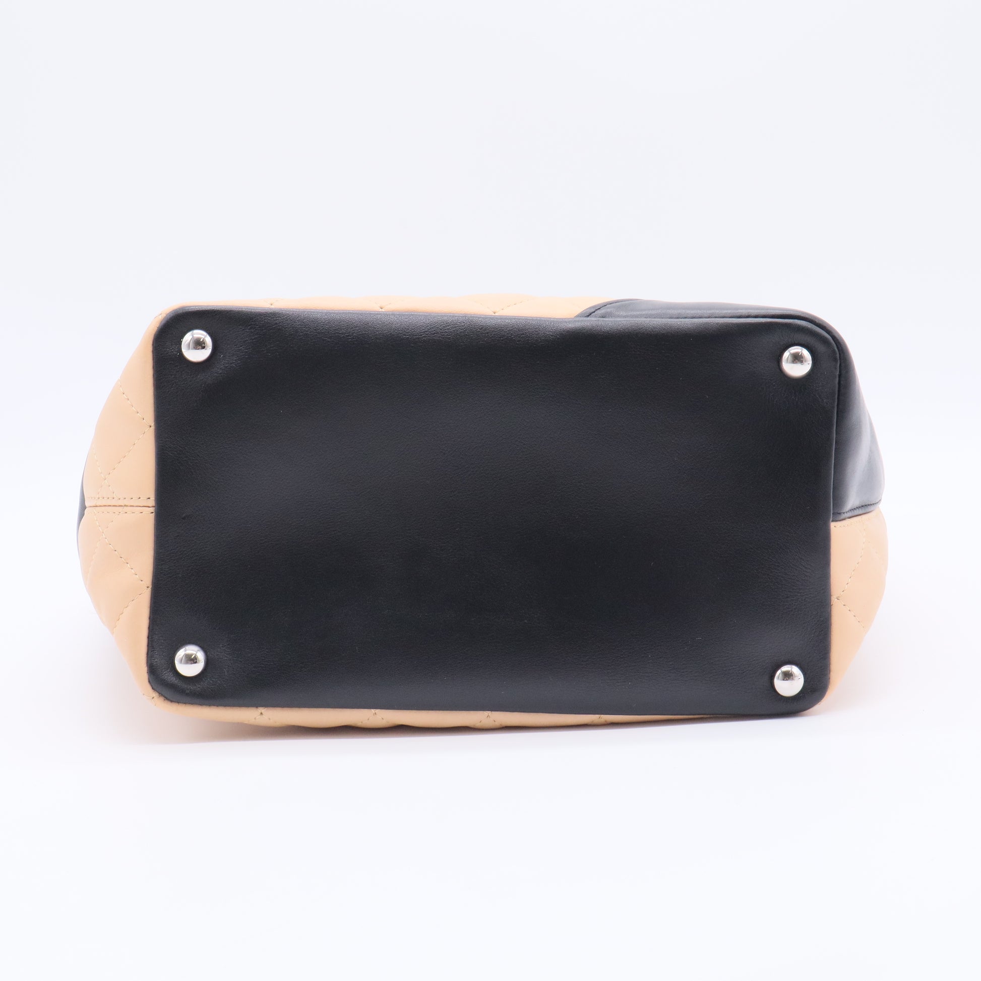 Calfskin Quilted Medium Cambon Tote Beige