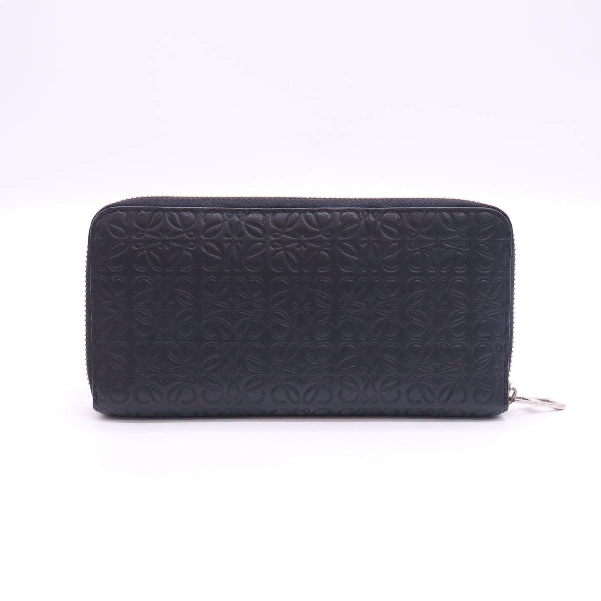 Calfskin Embossed Repeat Medium Zip Wallet Navy W23324