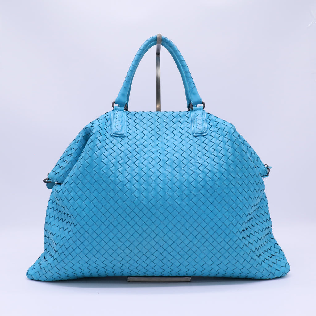 Bottega Veneta Nappa Intrecciato Maxi Convertible Tote Cobalt twins B22527
