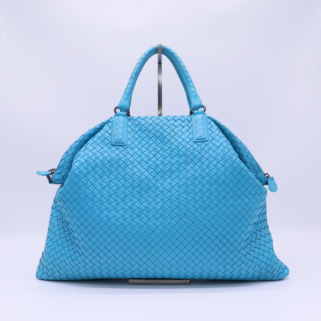 Bottega Veneta Nappa Intrecciato Maxi Convertible Tote Cobalt twins B22527