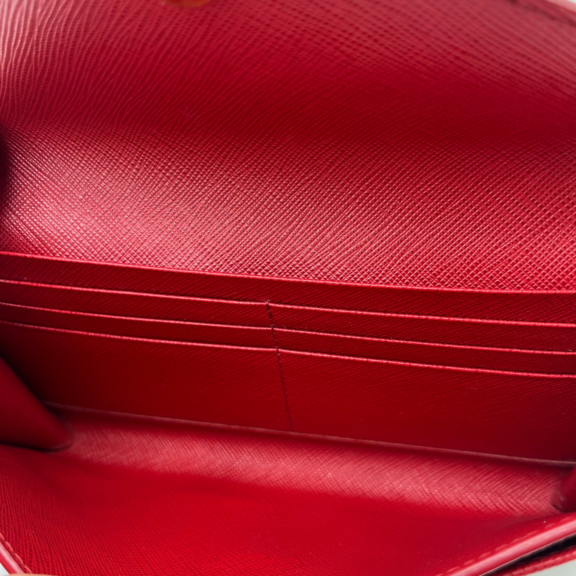 Red Saffiano Leather Envelope Wristlet Clutch twins
